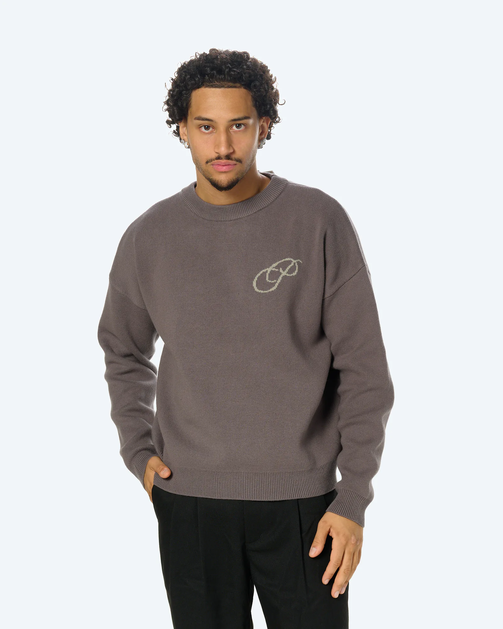 Initial Knit Sweatshirt Grey
