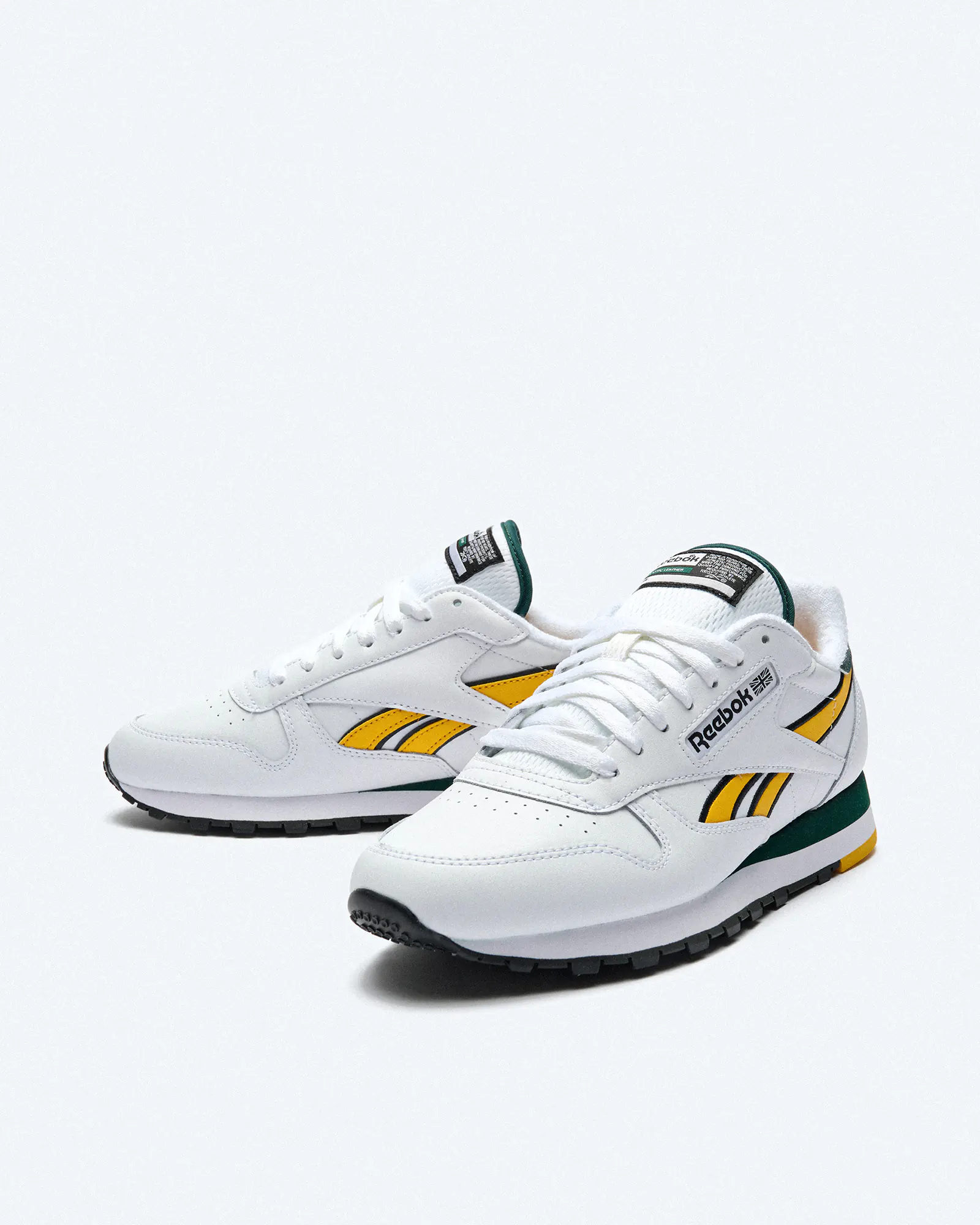 Reebok Classic Leather Sneaker White/Fierce Gold/Collegiate Green Reebok Classic Leather Sneaker White/Fierce Gold/Collegiate Green
