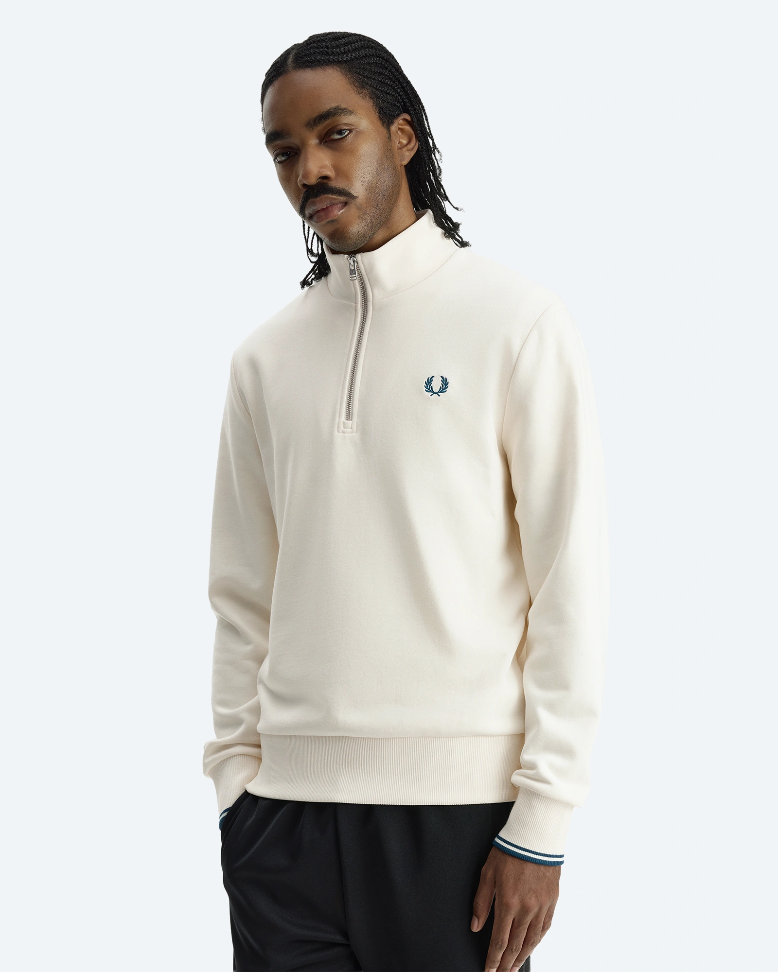 Half Zip Sweatshirt Ecru/Mod Blue/Mod Blue