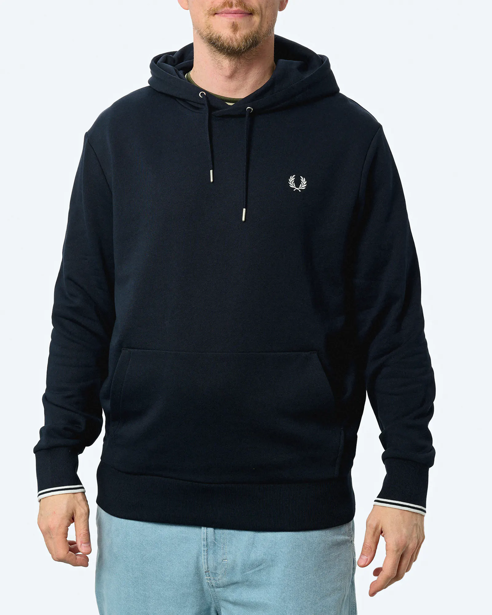 Fred Perry Tipped Hooded Sweatshirt Navy/White Fred Perry Tipped Hooded Sweatshirt Navy/White