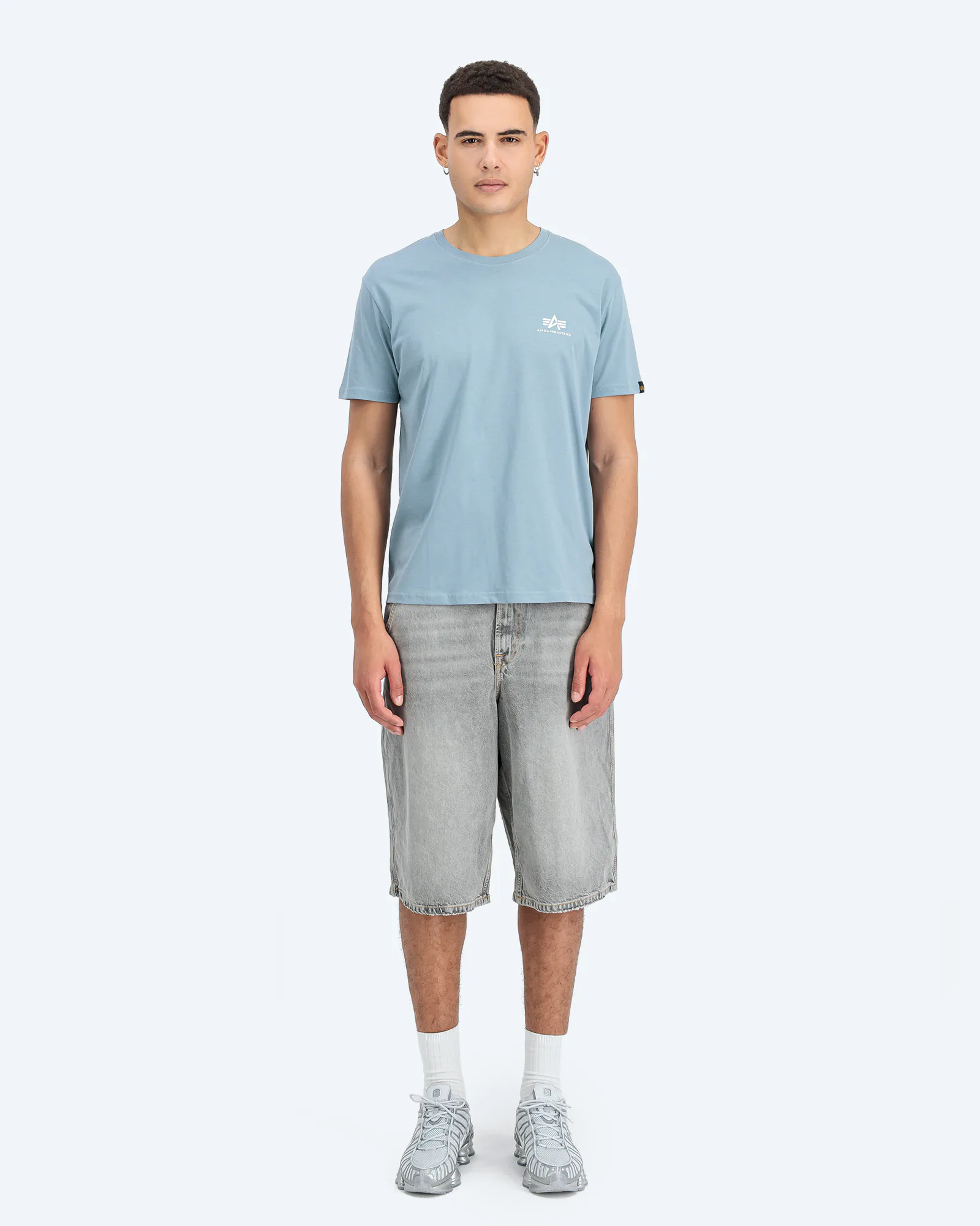 Basic T-Shirt Small Logo Greyblue