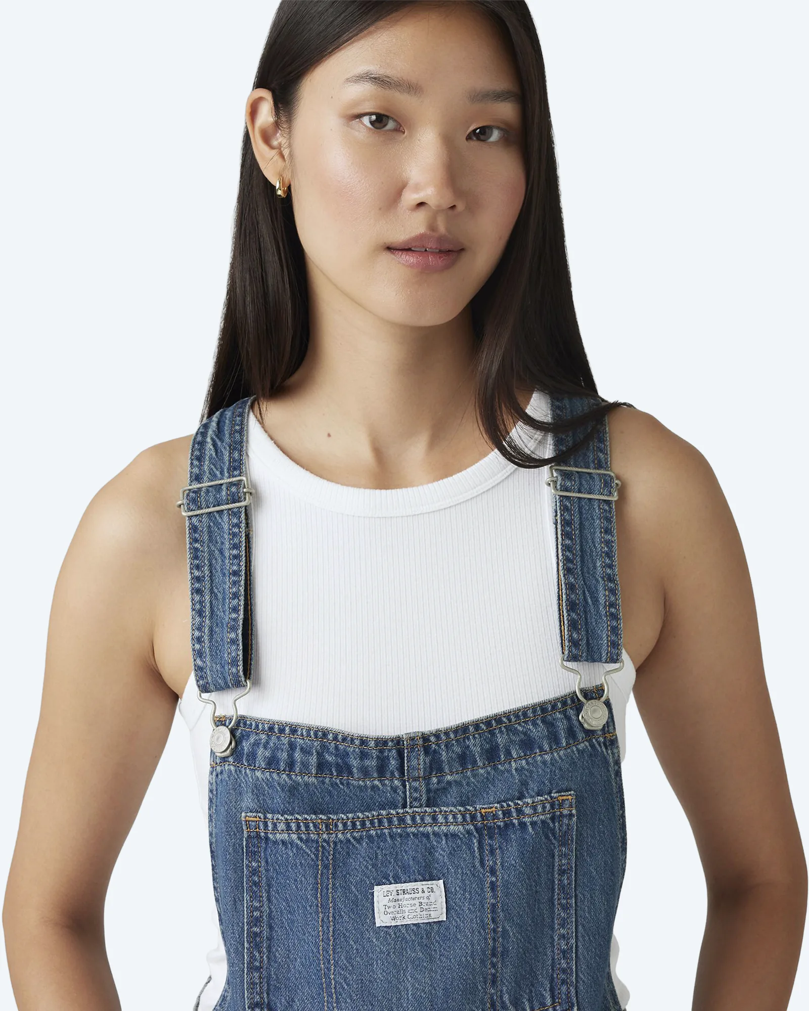 Vintage Women's Lightweight Shortalls Med Indigo Worn In