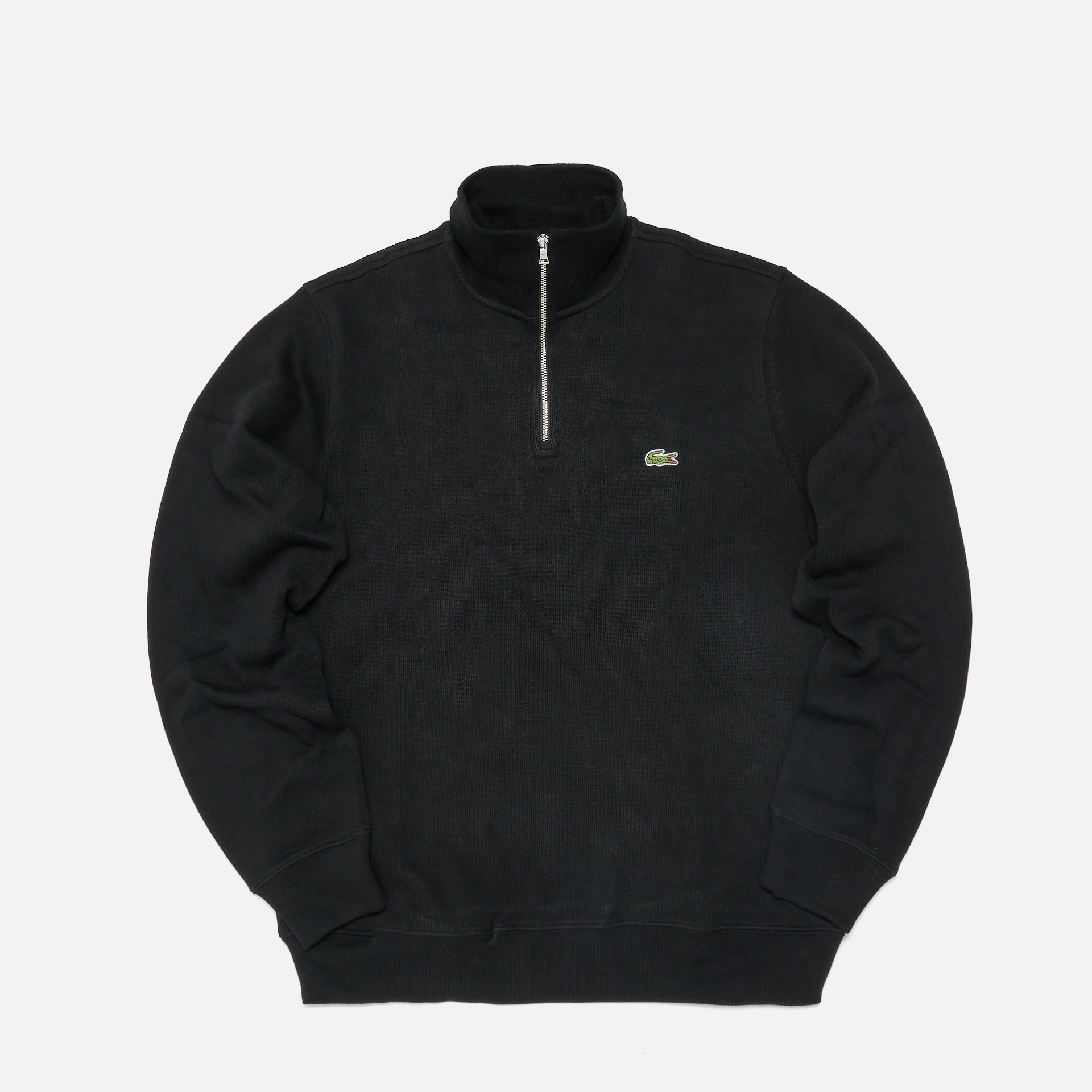 Lacoste Stand-Up Collar Cotton Half-Zip Pullover Black Lacoste Stand-Up Collar Cotton Half-Zip Pullover Black