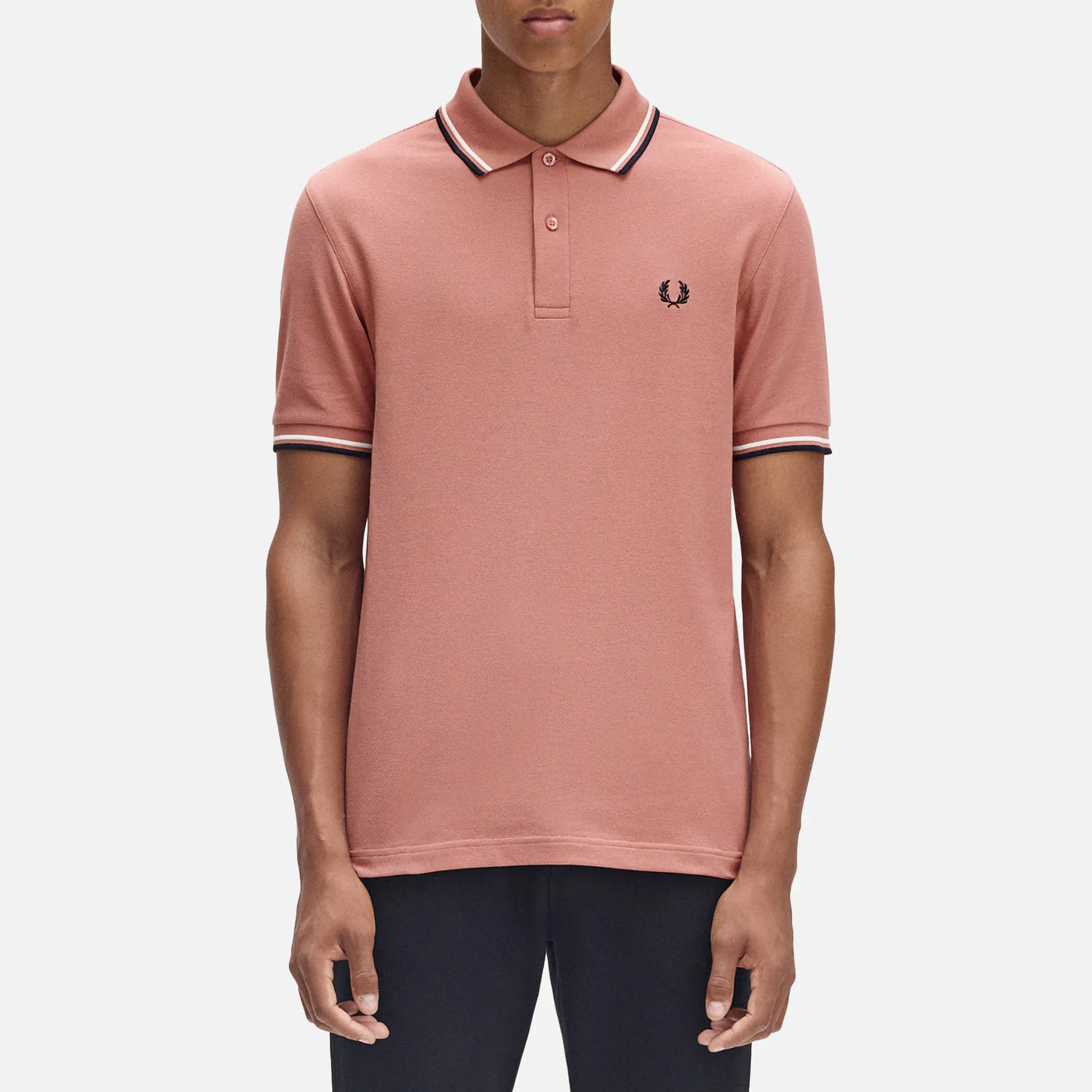Fred Perry Twin Tipped Polo Shirt Putty Pink/Ecru/Navy