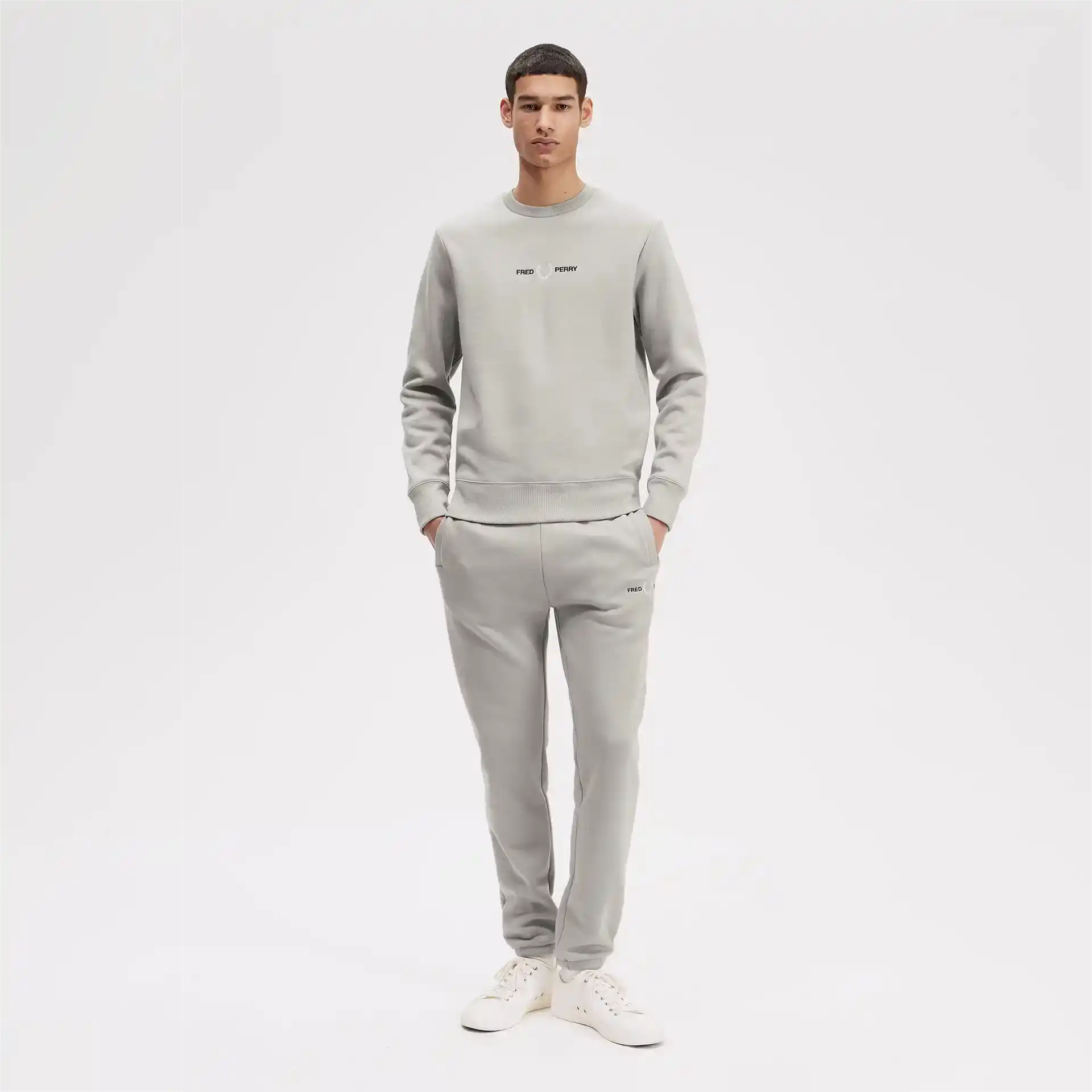 Fred Perry Embroidered Sweatshirt Limestone