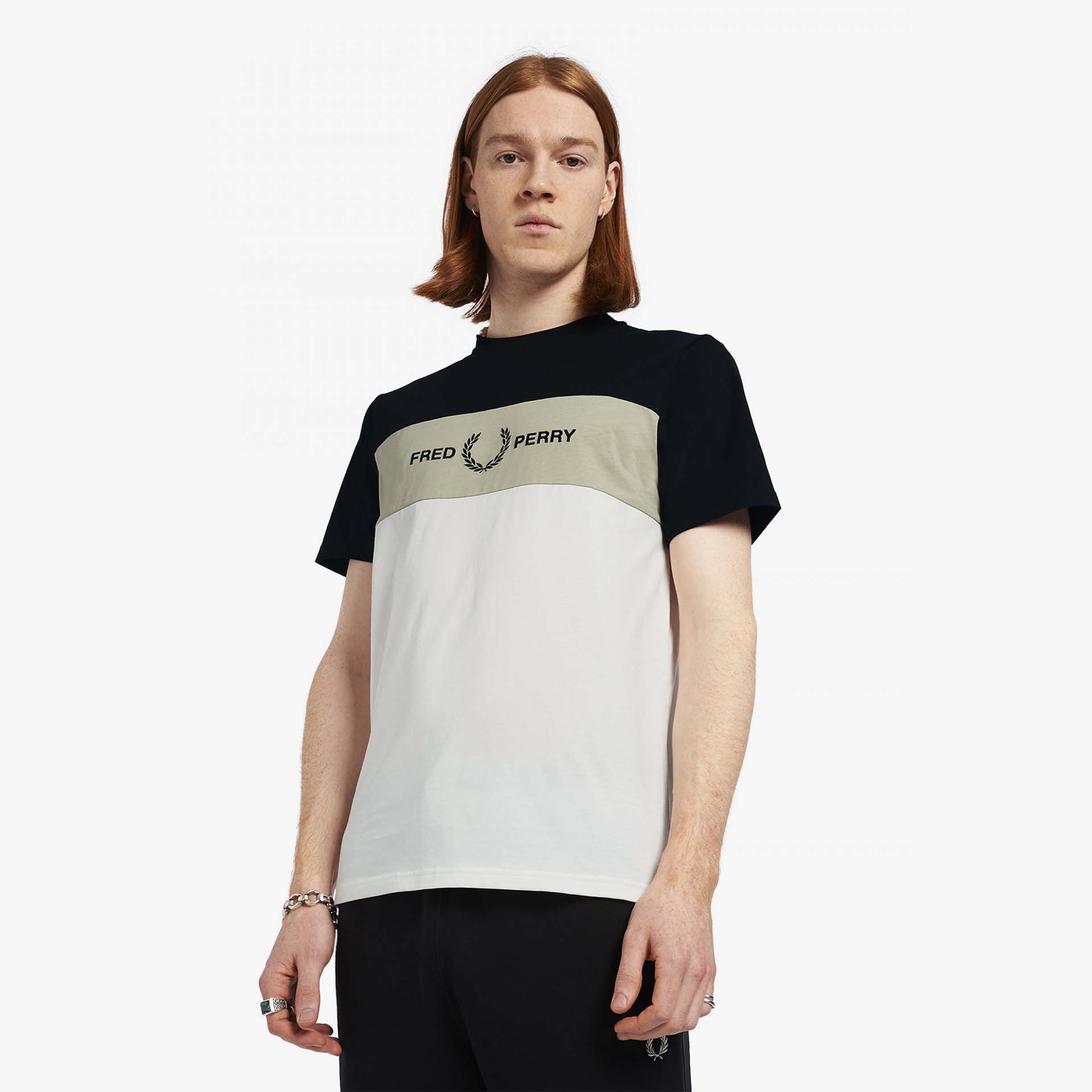 Fred Perry Embroidered Panel T-Shirt Black