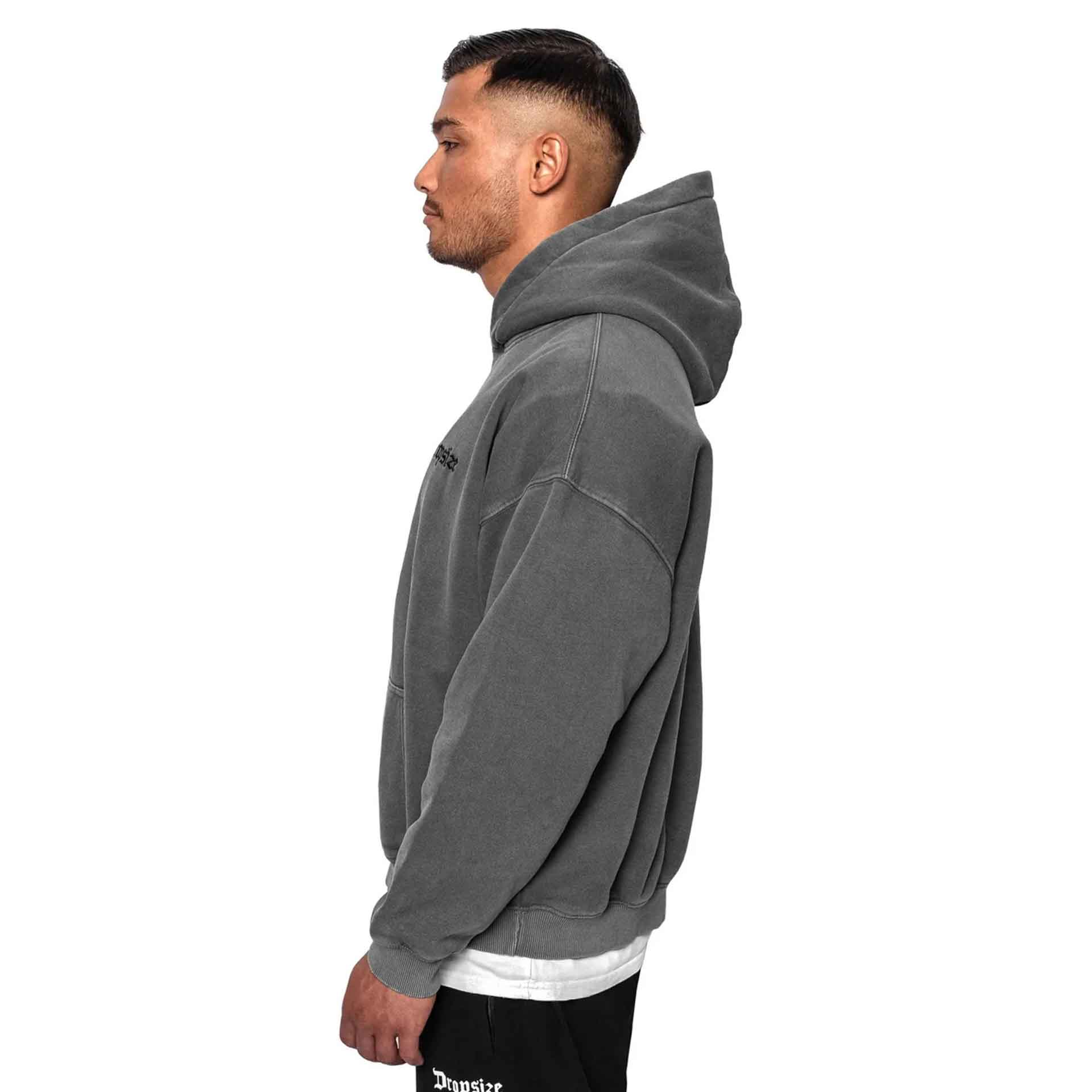 Dropsize Heavy Oversize Embo Hoodie Washed Grey