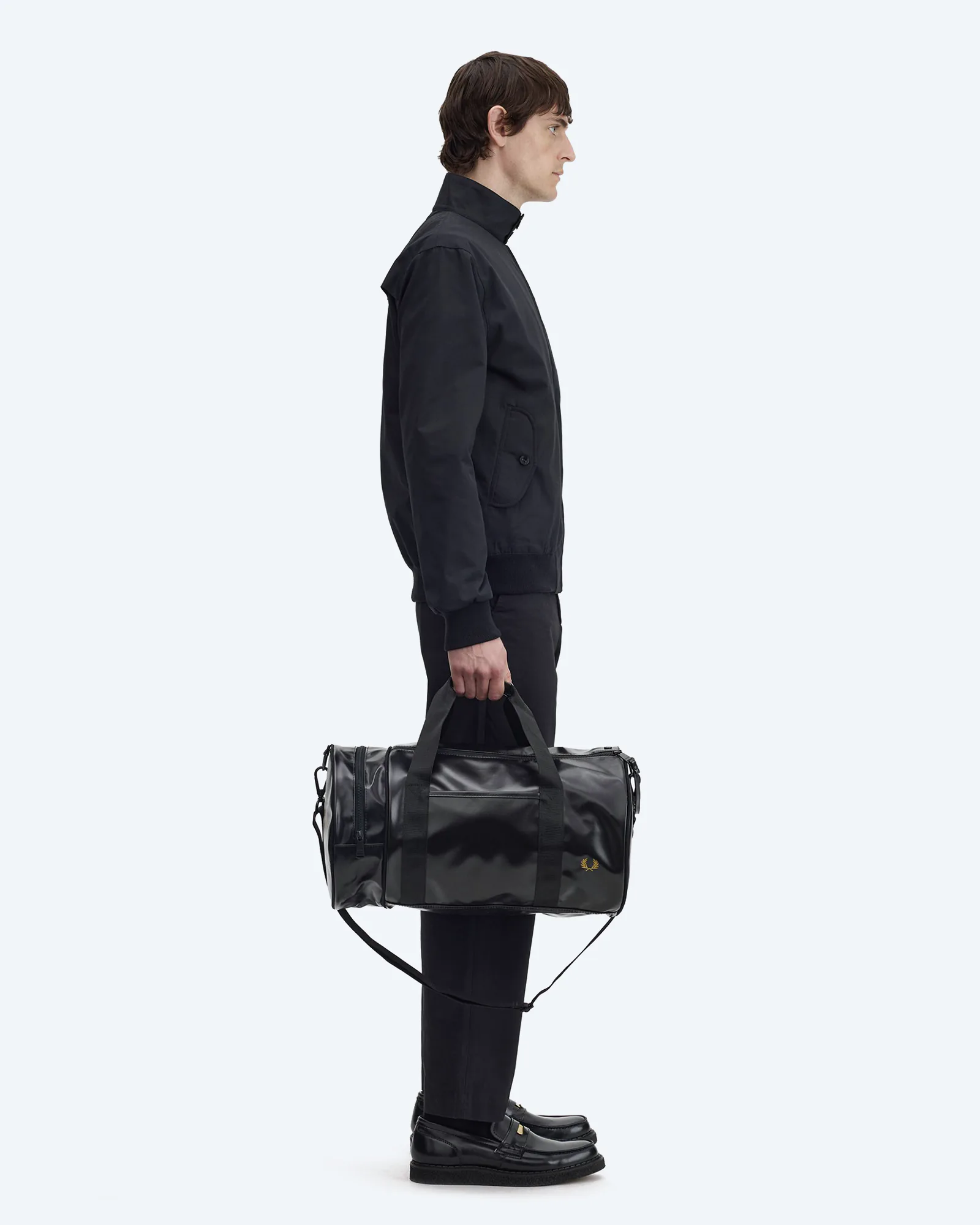 Fred Perry Tonal PU Barrel Bag Black/Gold