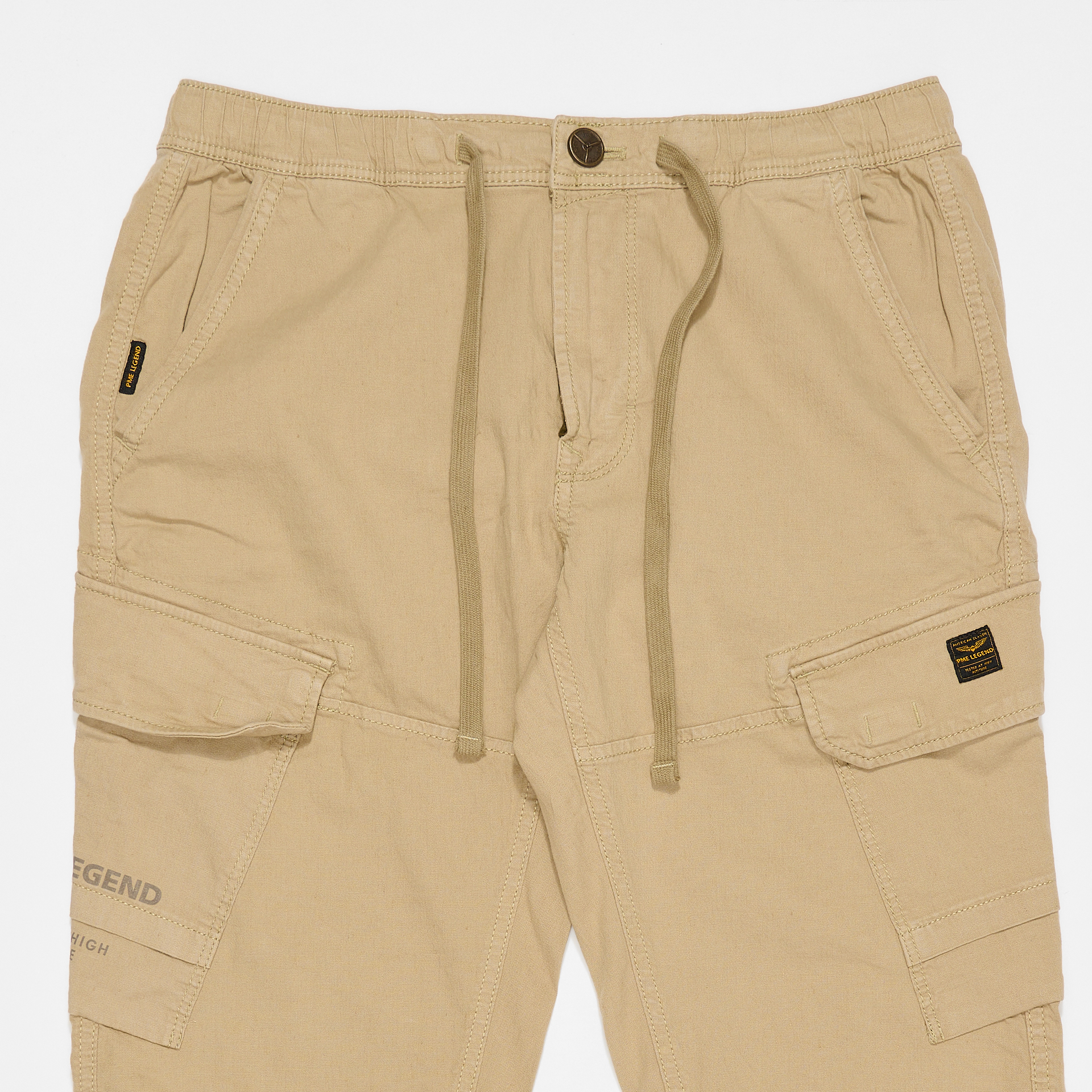 PME Legend Stretch Cotton Linen Cargo Pants Beige