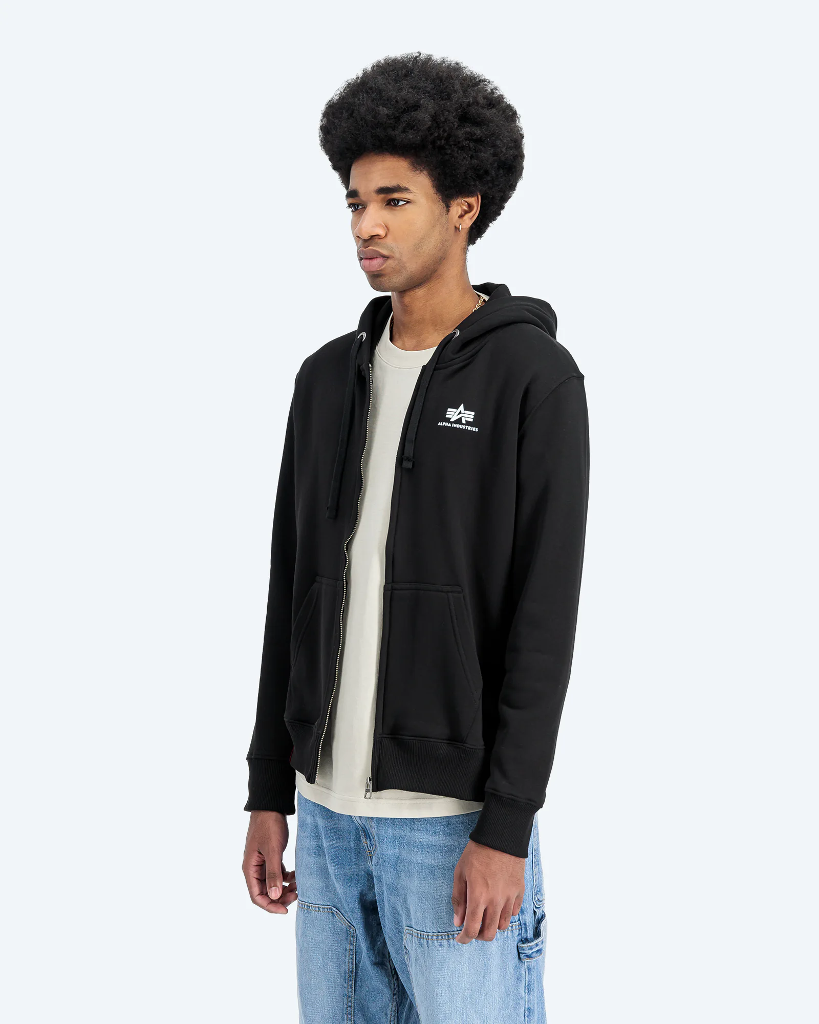 Basic Zip Hoodie Small Logo Black