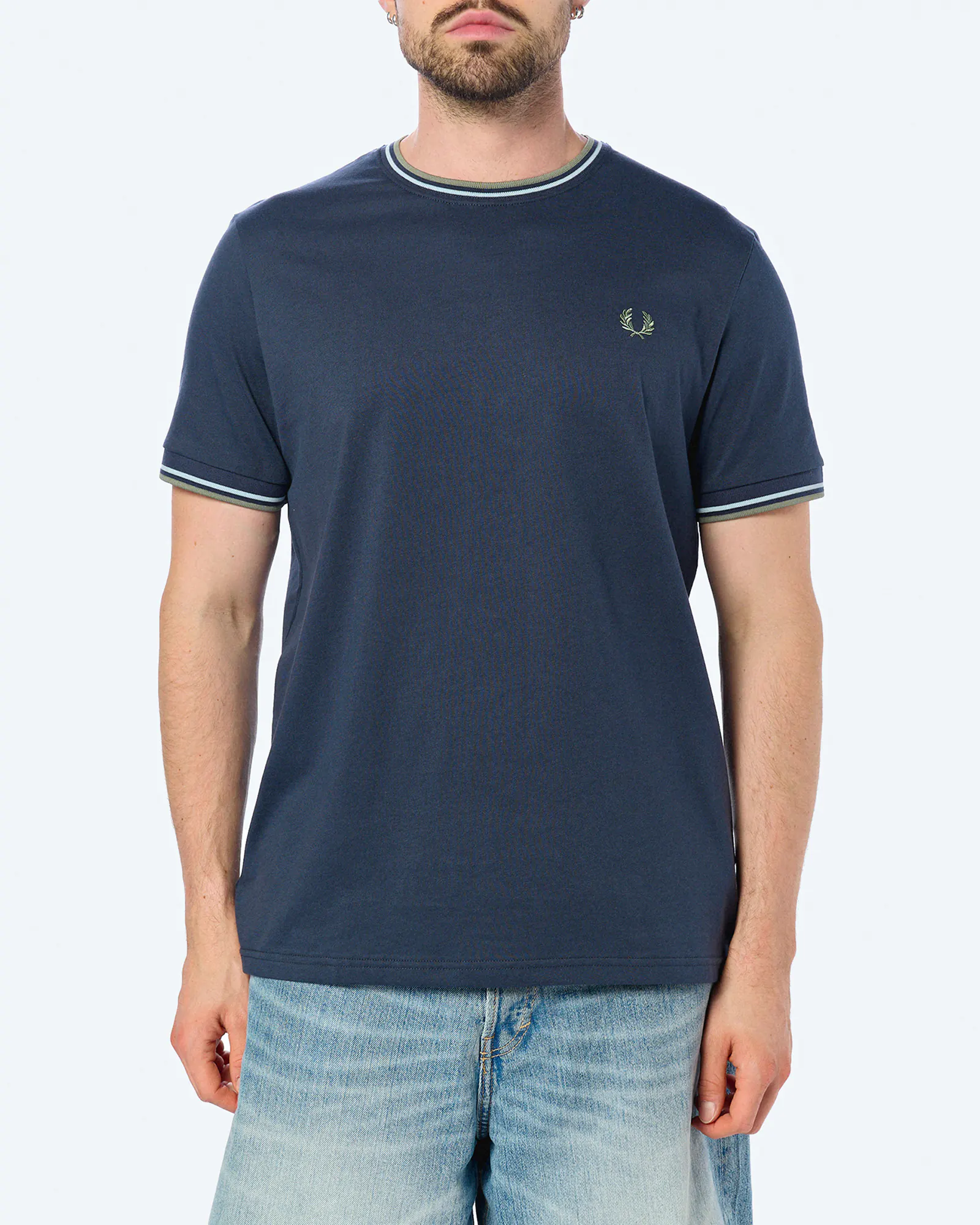 Fred Perry Twin Tipped T-Shirt Dark Airforce/Light Ice/Bayleaf