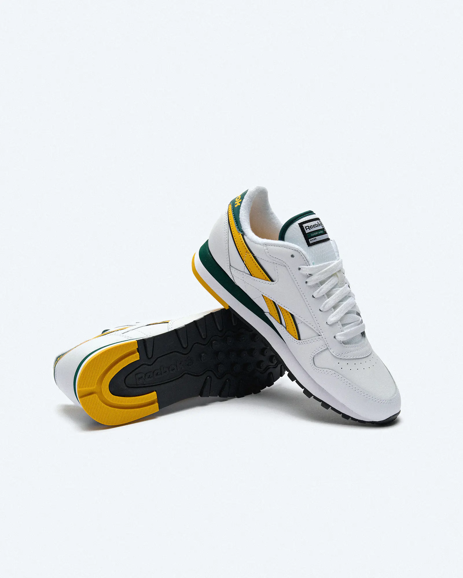 Reebok Classic Leather Sneaker White/Fierce Gold/Collegiate Green Reebok Classic Leather Sneaker White/Fierce Gold/Collegiate Green