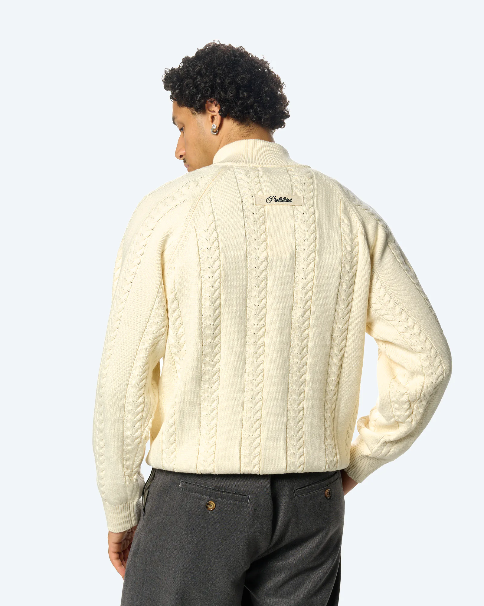 Cable Knit Quarter-Zip Cream