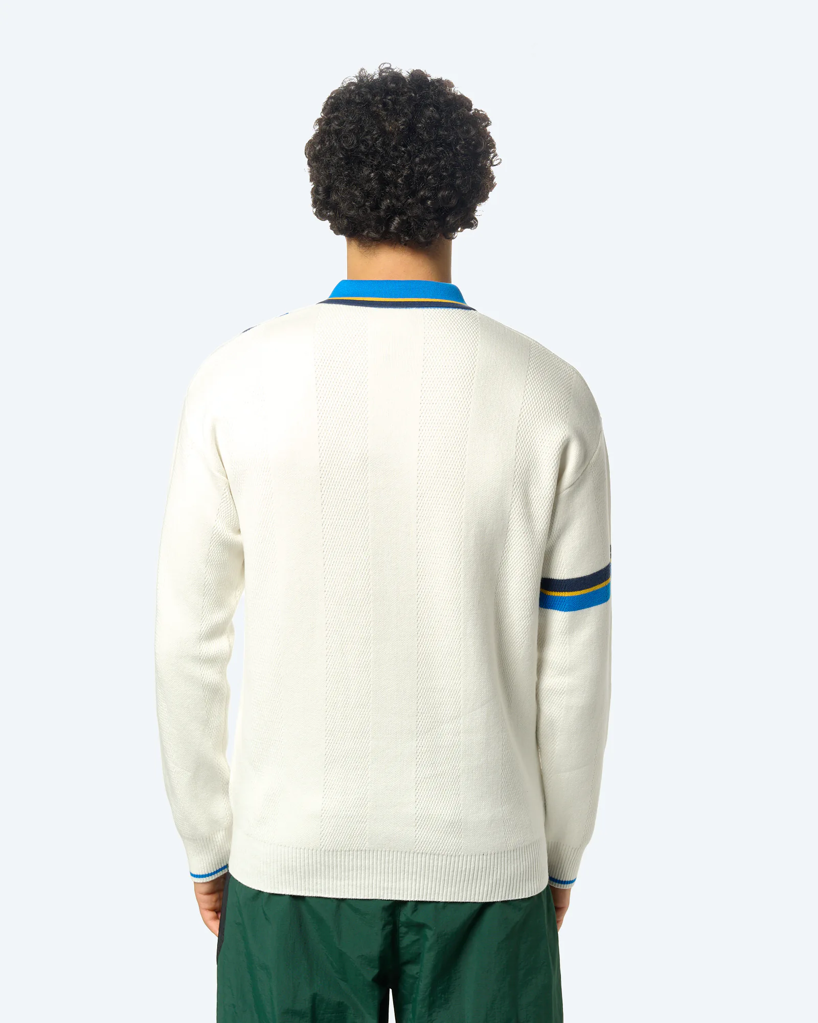 Knitted Football Longsleeve Poloshirt Brilliant White/Sky Diver/Dress Blue