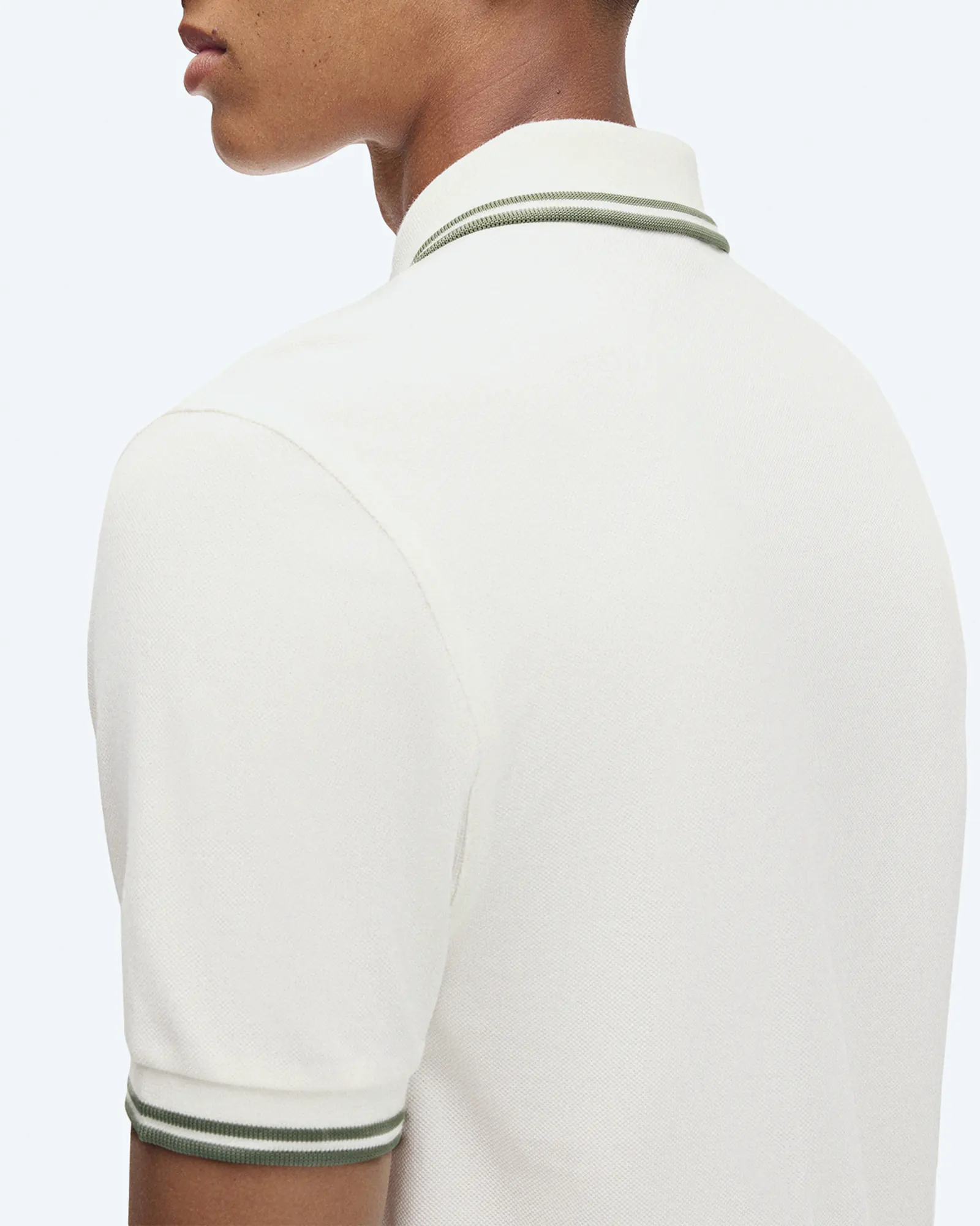 Fred Perry Twin Tipped Polo Shirt Light Ecru/Olive Mint Fred Perry Twin Tipped Polo Shirt Light Ecru/Olive Mint