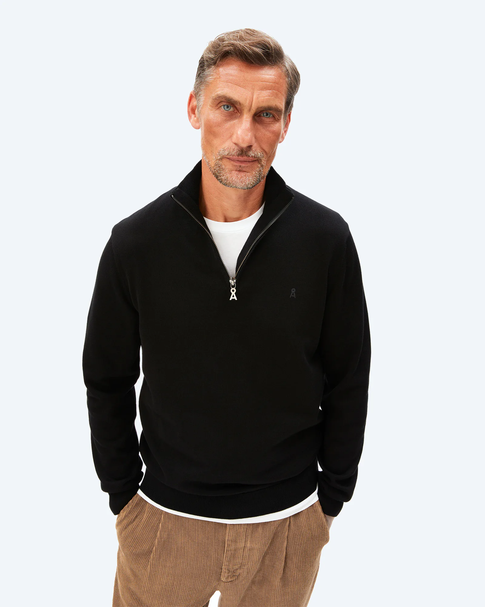 Faabes Half Zip Knit Sweater Black