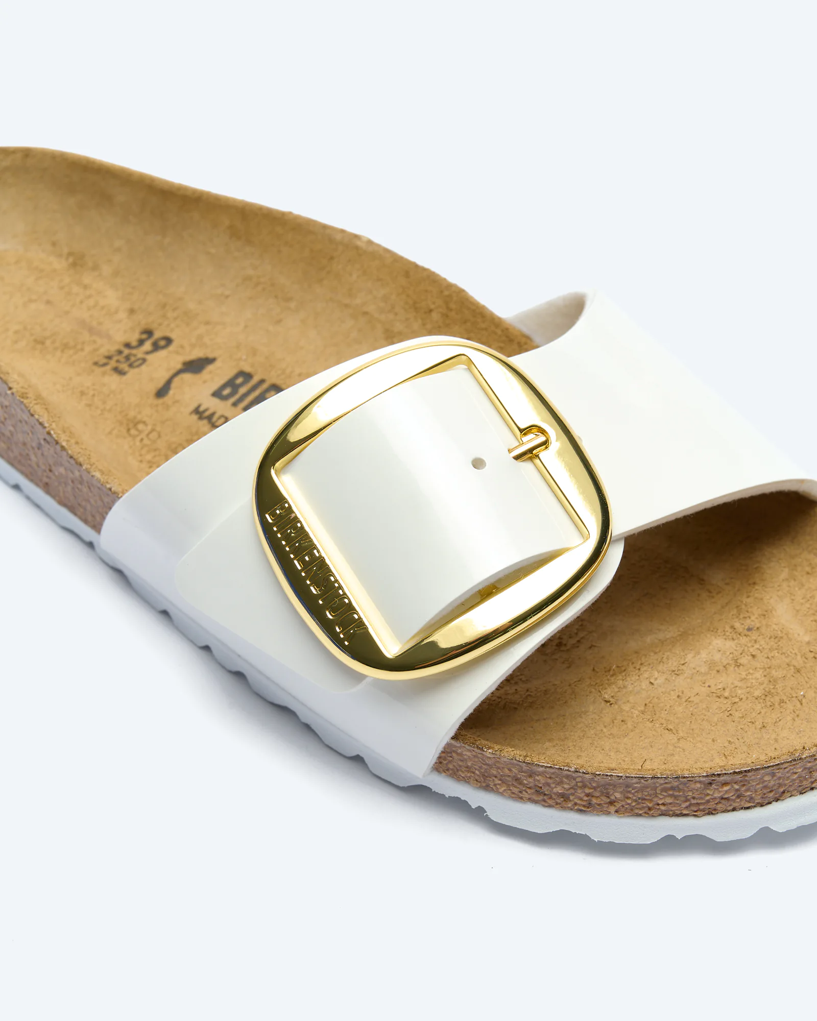 Birkenstock Madrid Big Buckle Birko-Flor Sandals Patent White
