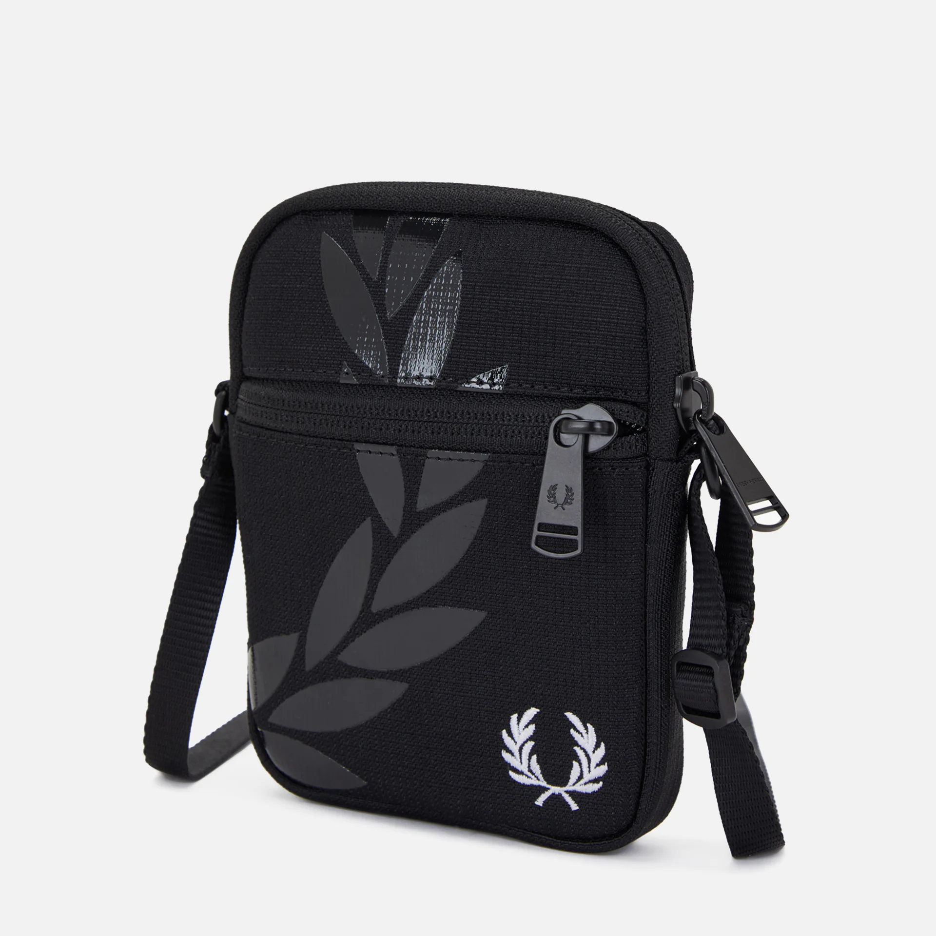 Fred Perry Printed Laurel Wreath Ripstop Side Bag Black