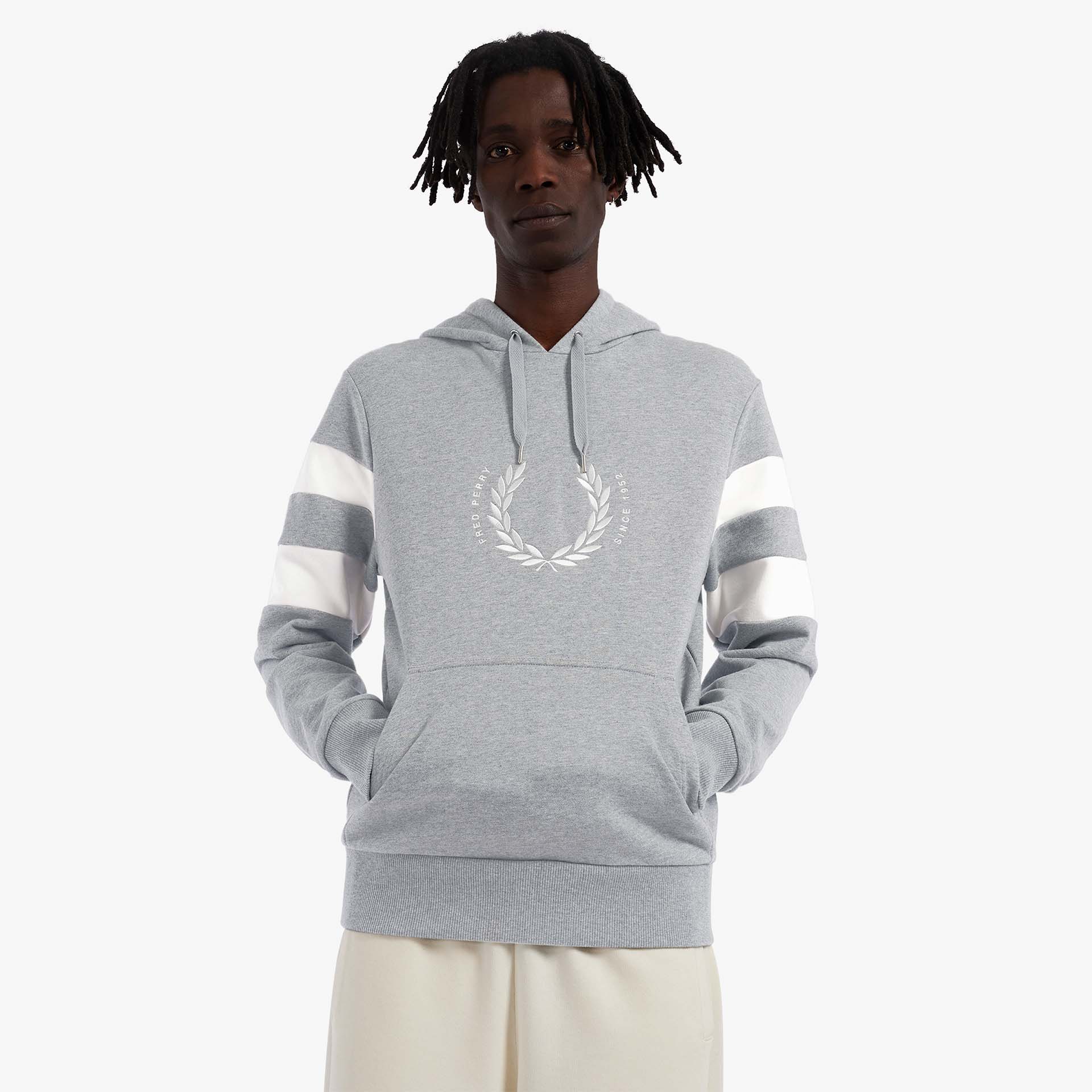 Fred Perry Bold Tipped Hooded Sweatshirt Steel Marl