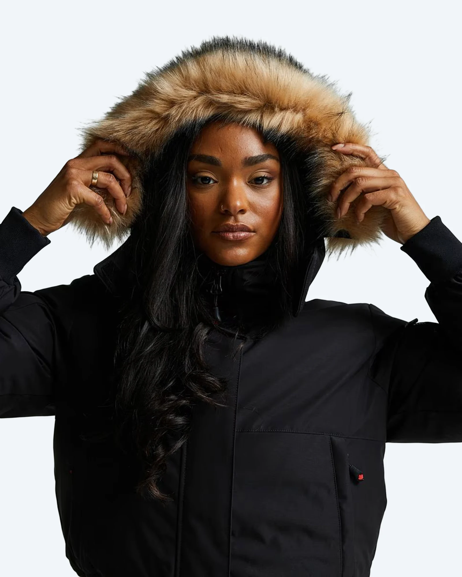Zavetti Canada Olivia Hooded Bomber Jacket Black