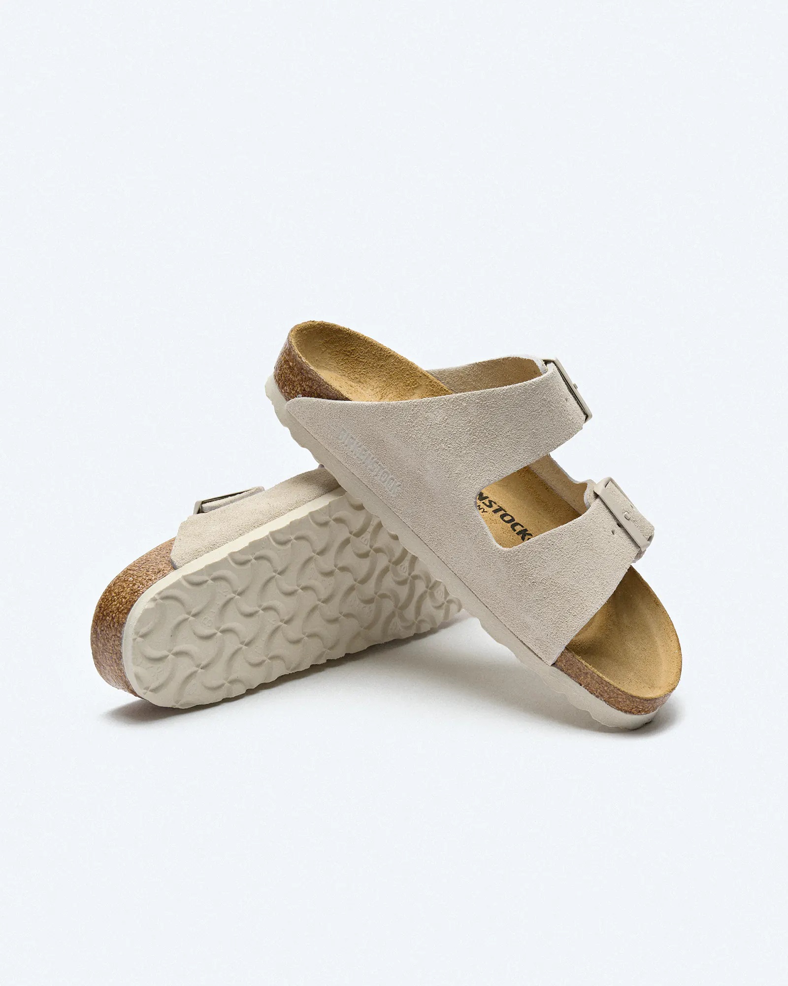 Birkenstock Arizona Suede Leather Sandals Antique White