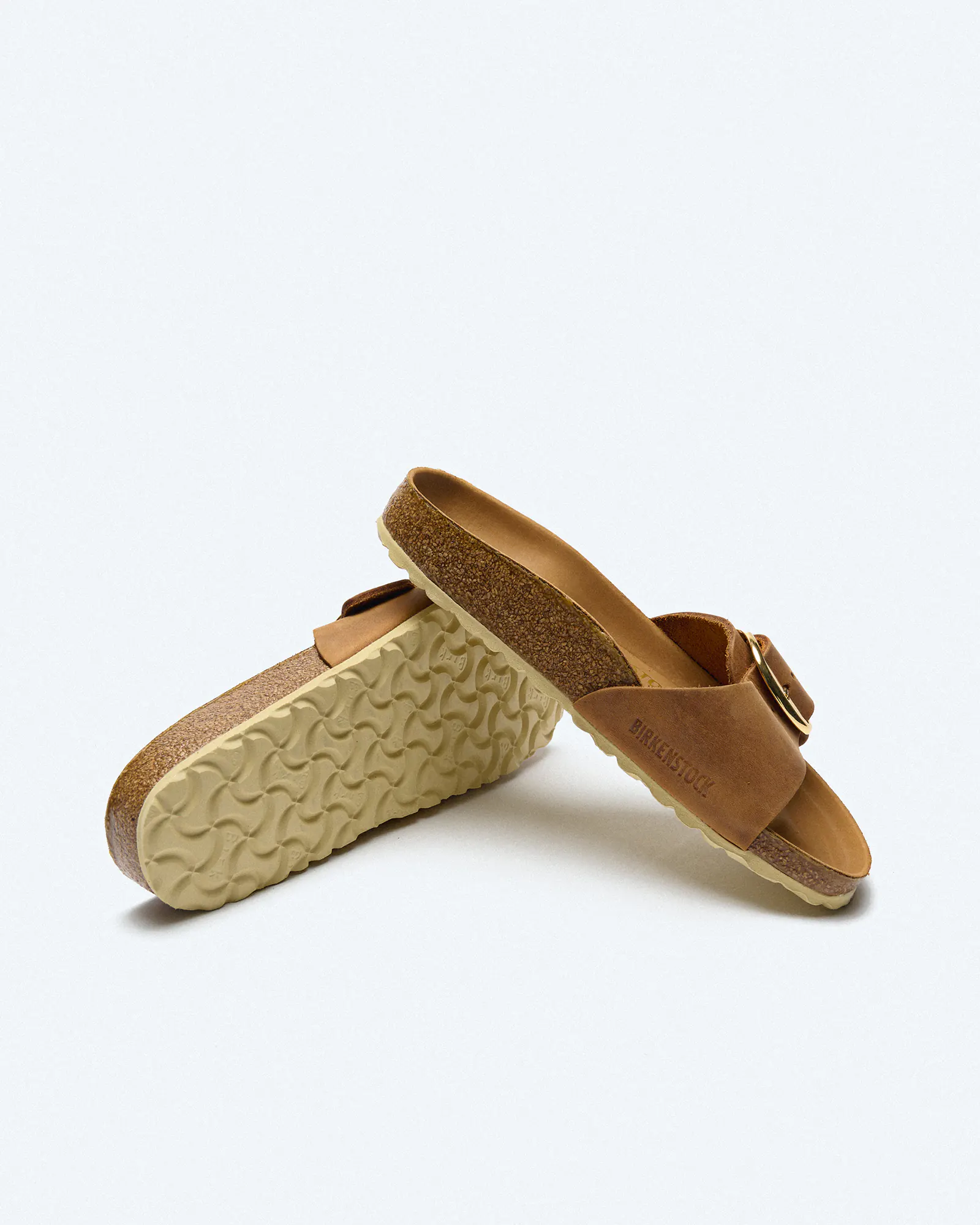Birkenstock Madrid Big Buckle Natural Oiled Leather (Narrow Fit) Sandals Cognac