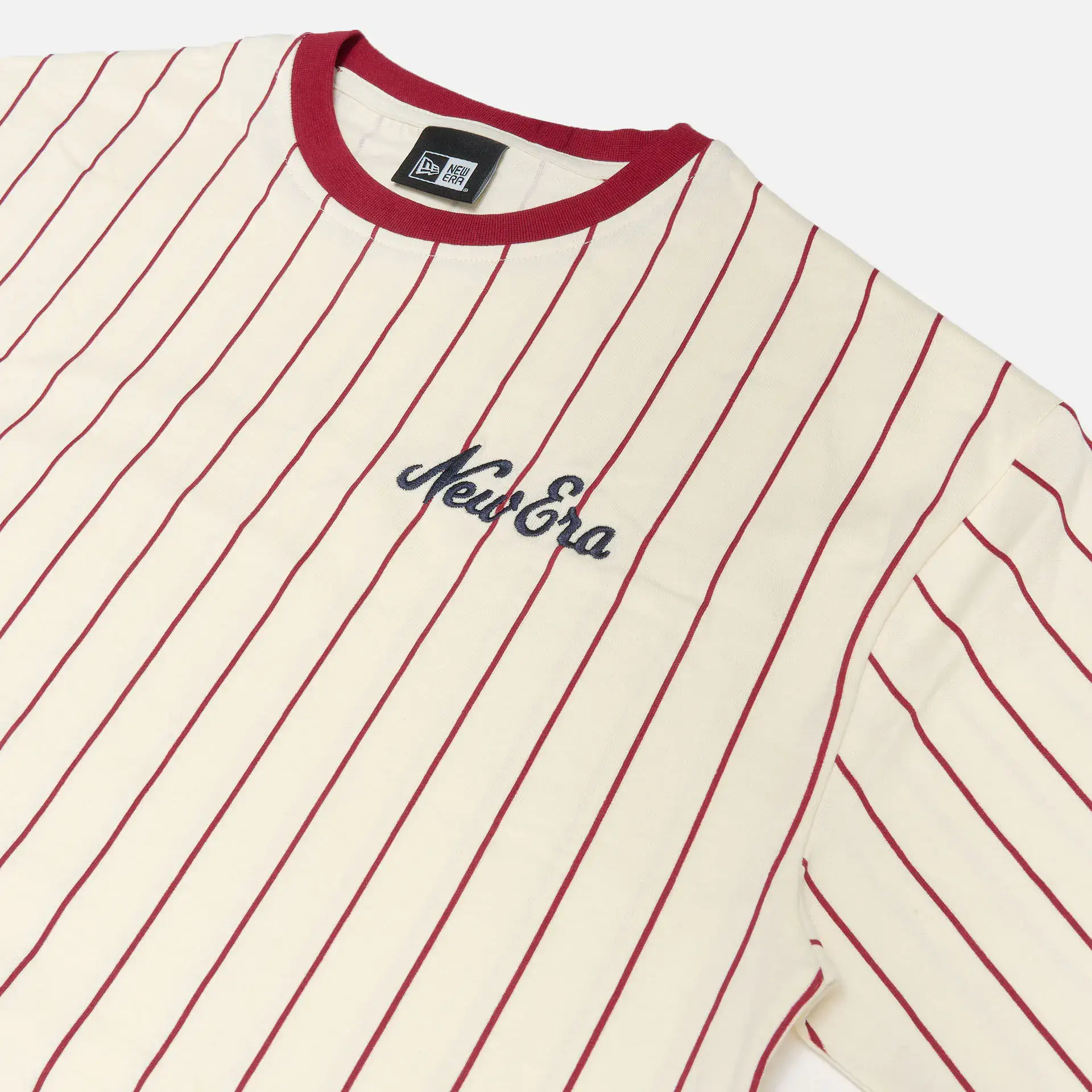 New Era Pinstripe Oversize T-Shirt Open White