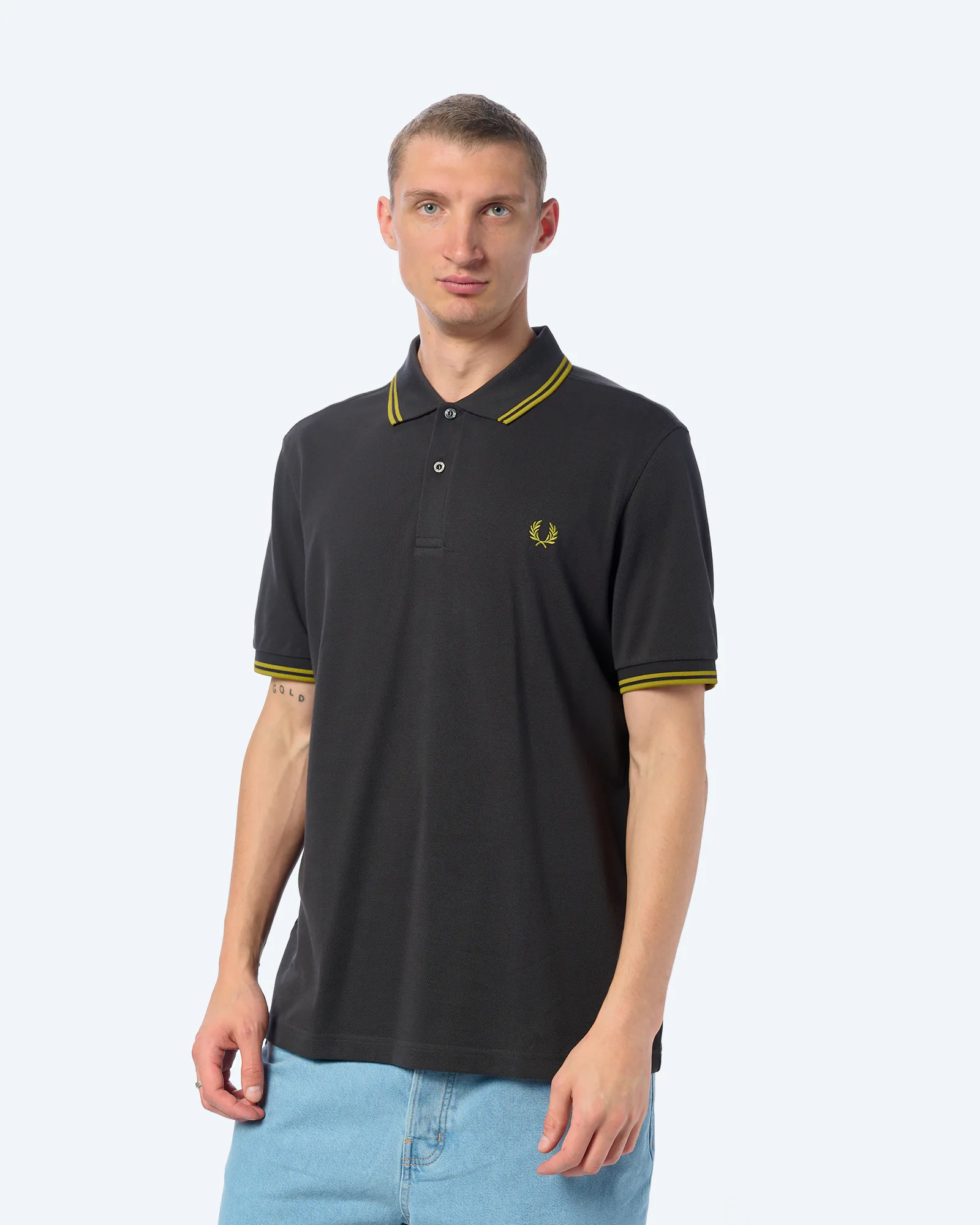 Fred Perry Twin Tipped Polo Shirt Anchor Grey / Tennis Ball Yellow / Tennis Ball Yellow