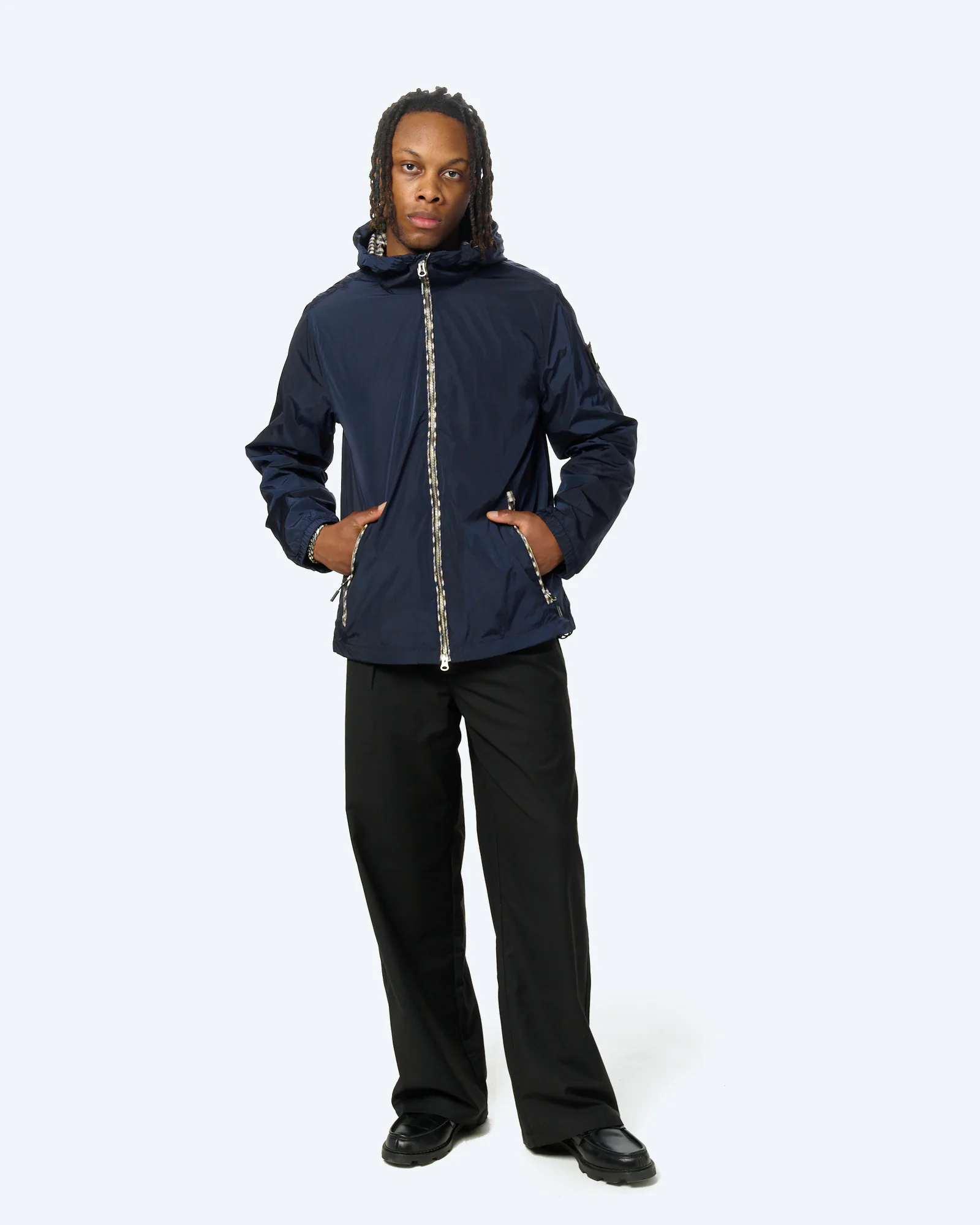 Weekend Offender Campania Check Statement Windbreaker Navy