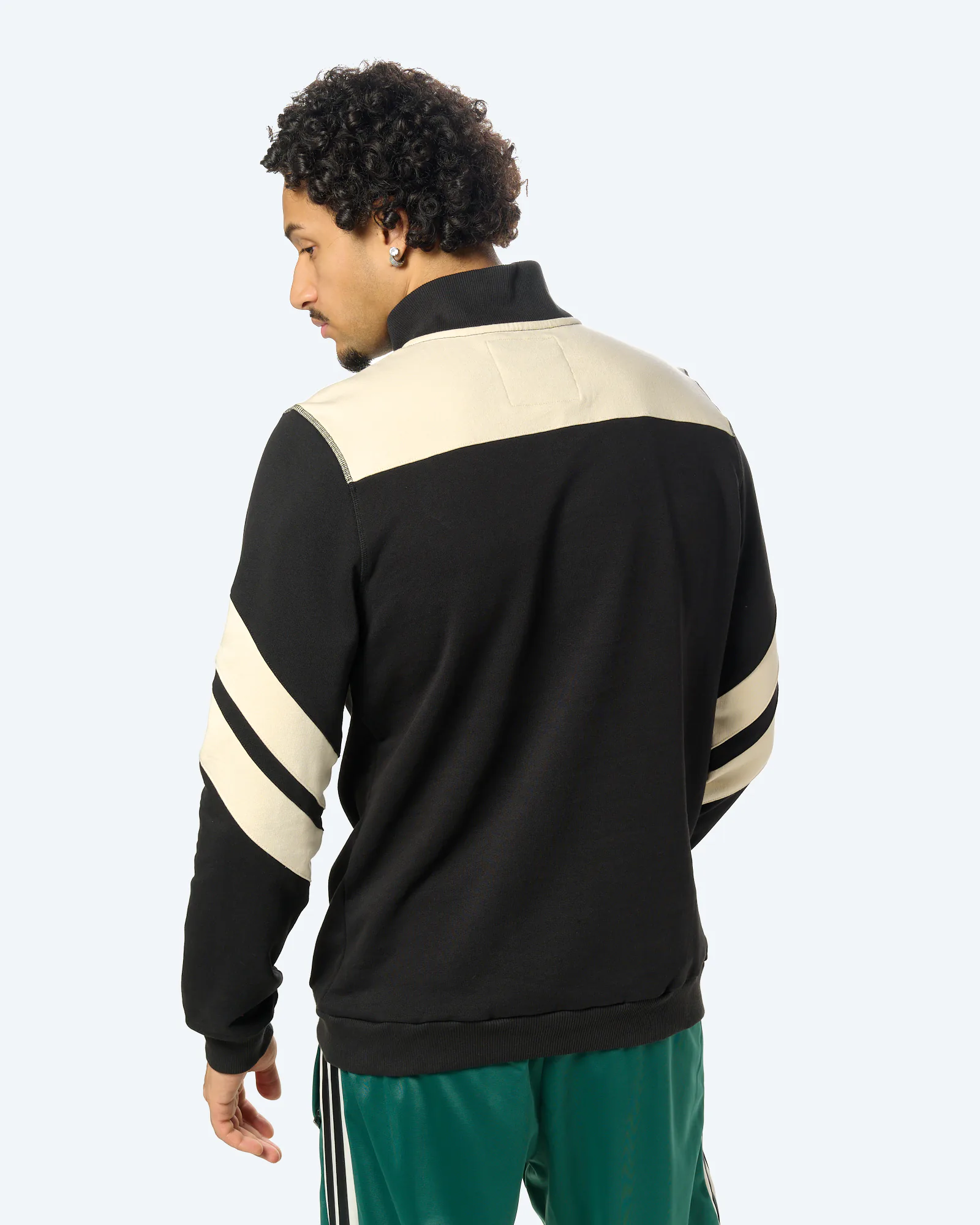 Curved Two Tone Halfzip Sweatshirt Black/Cream