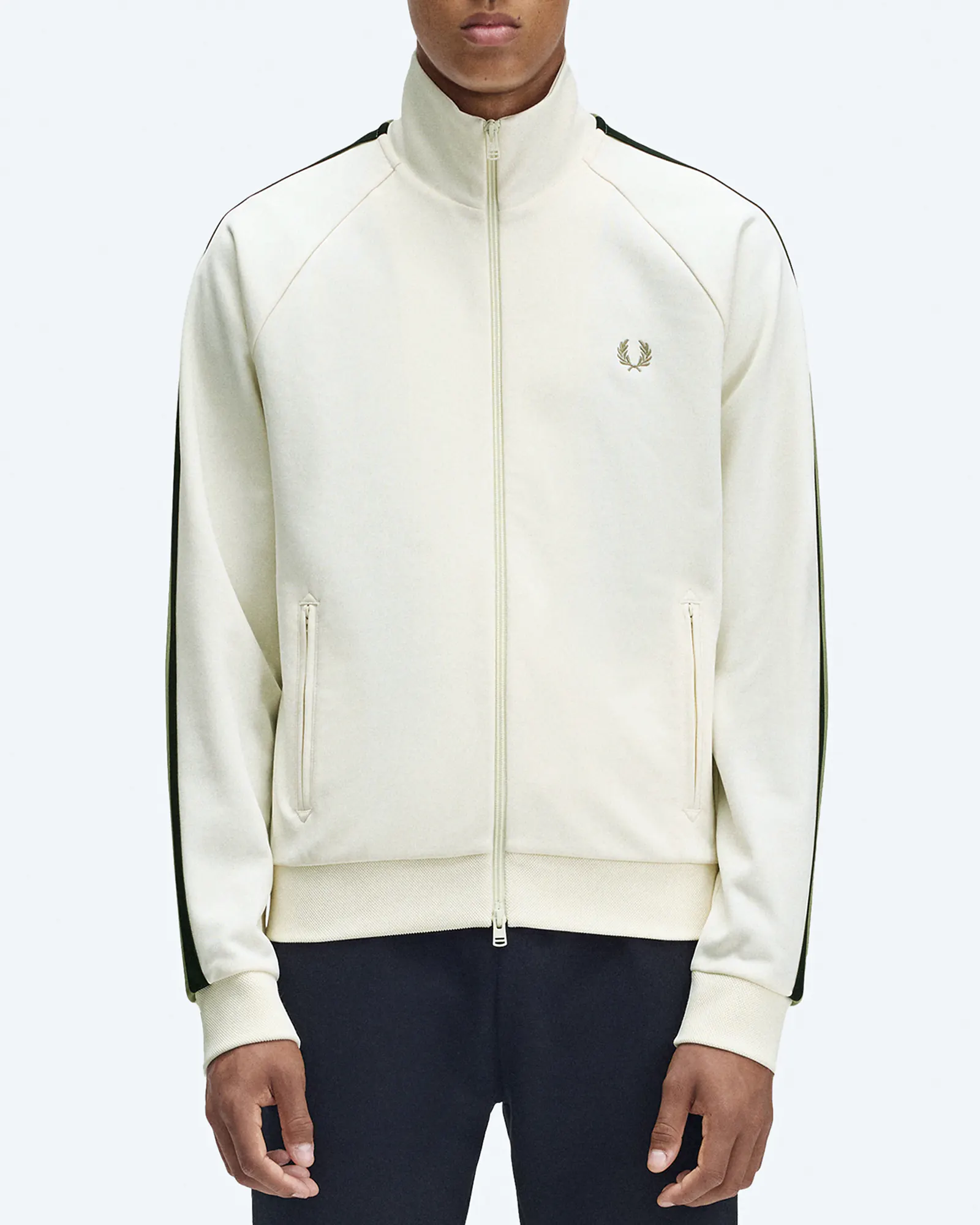 Fred Perry Two Colour Tape Track Jacket Light Ecru Fred Perry Two Colour Tape Track Jacket Light Ecru