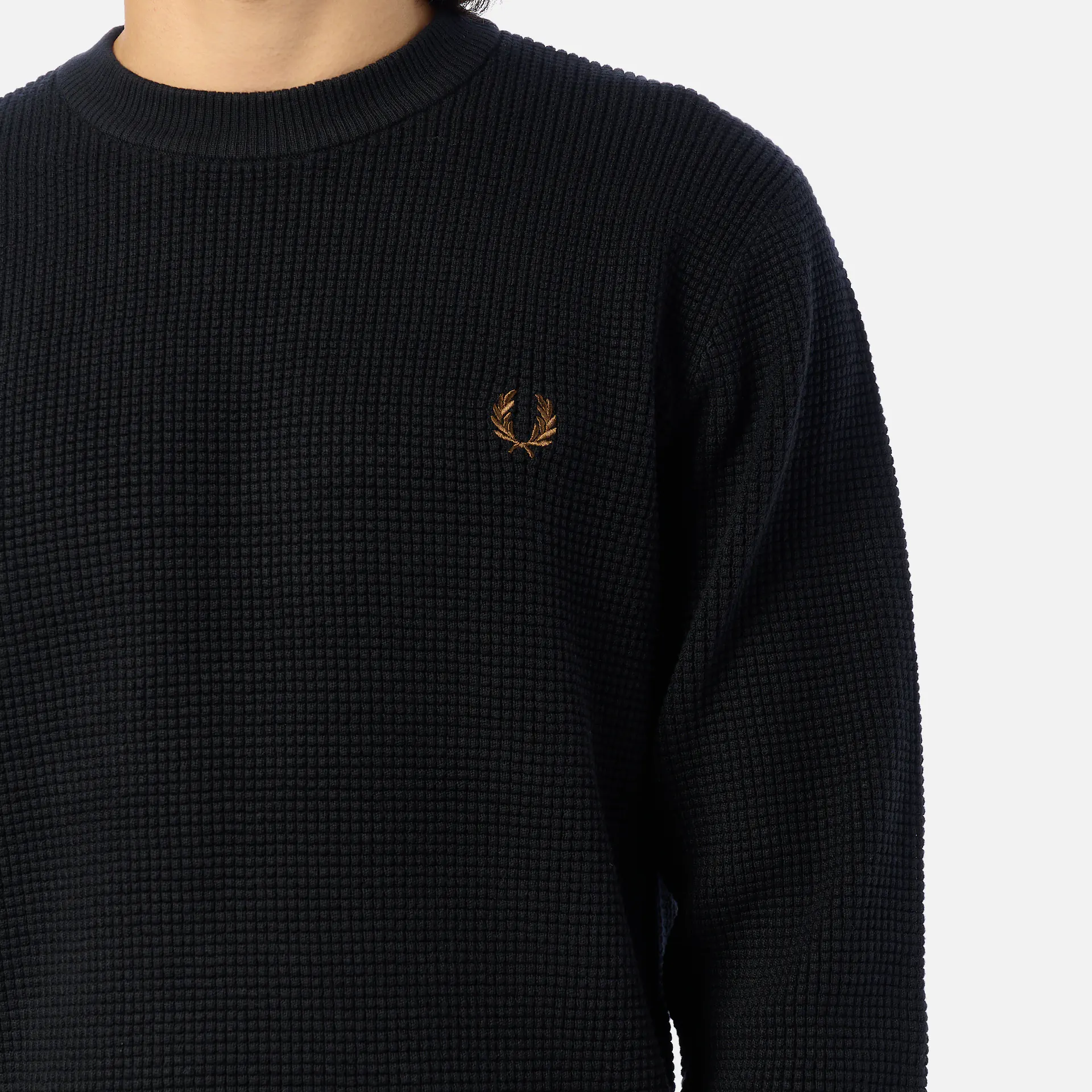 Fred Perry Waffle Stitch Jumper Black