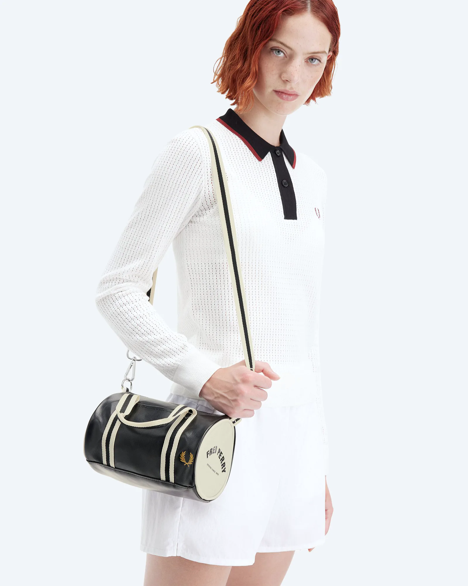 Fred Perry Classic Mini Barrel Bag Black/Ecru