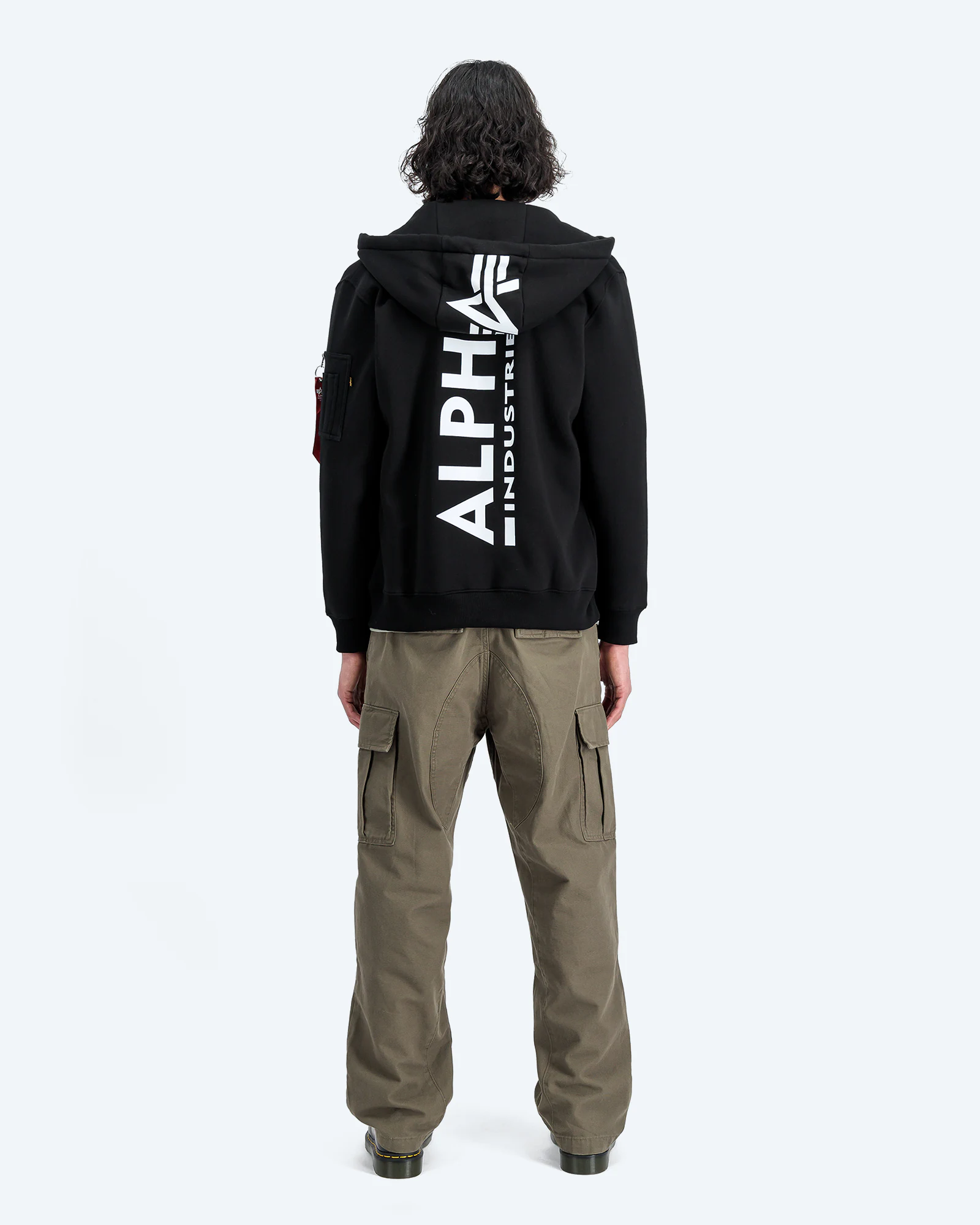 Back Print Zip Hoody Black