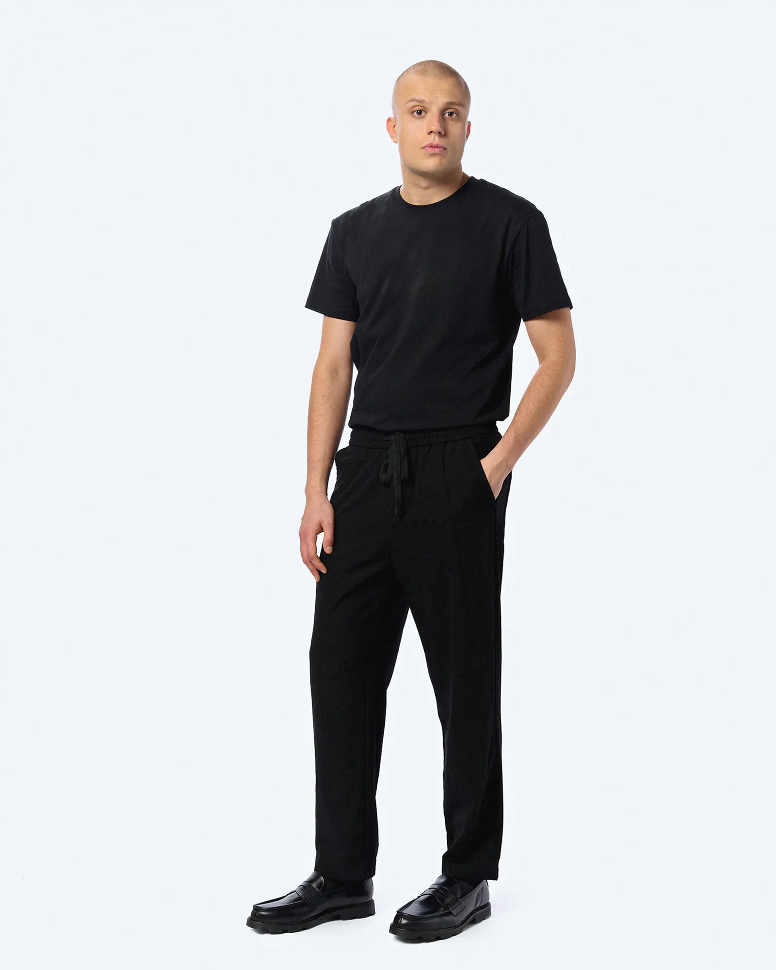 Another Cotton Regular Pleated Trousers Black