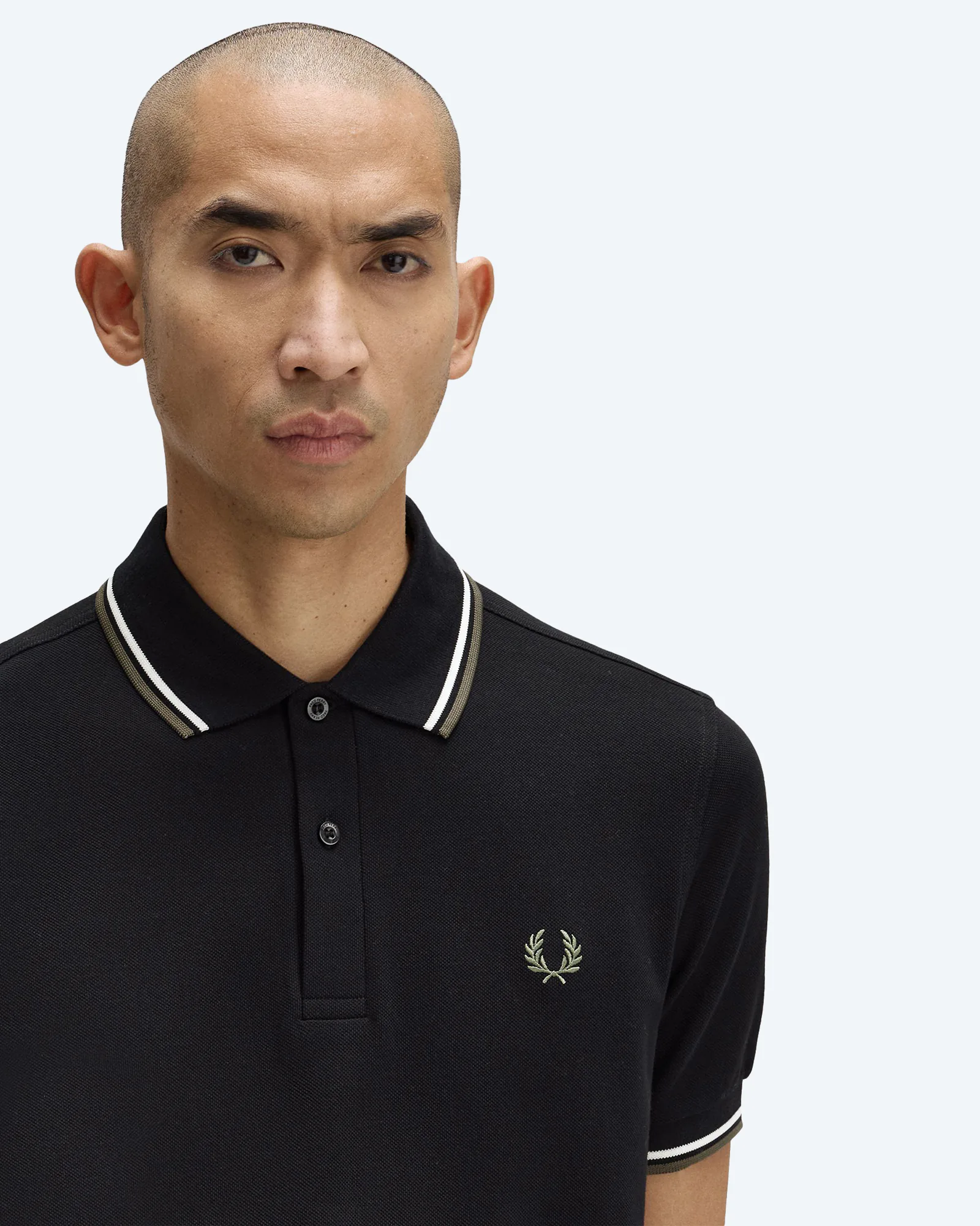 Fred Perry Twin Tipped Polo Shirt Porridge Black/Ecru/Laurel Wreath Green