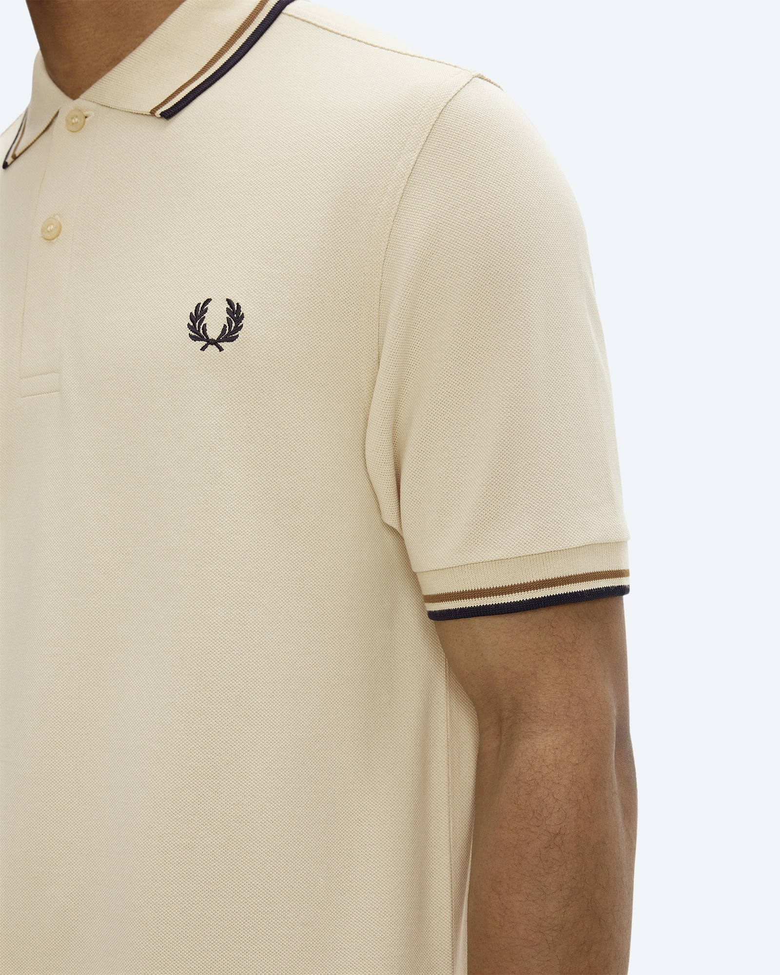 Twin Tipped Polo Shirt Oatmeal/Bronze/Navy