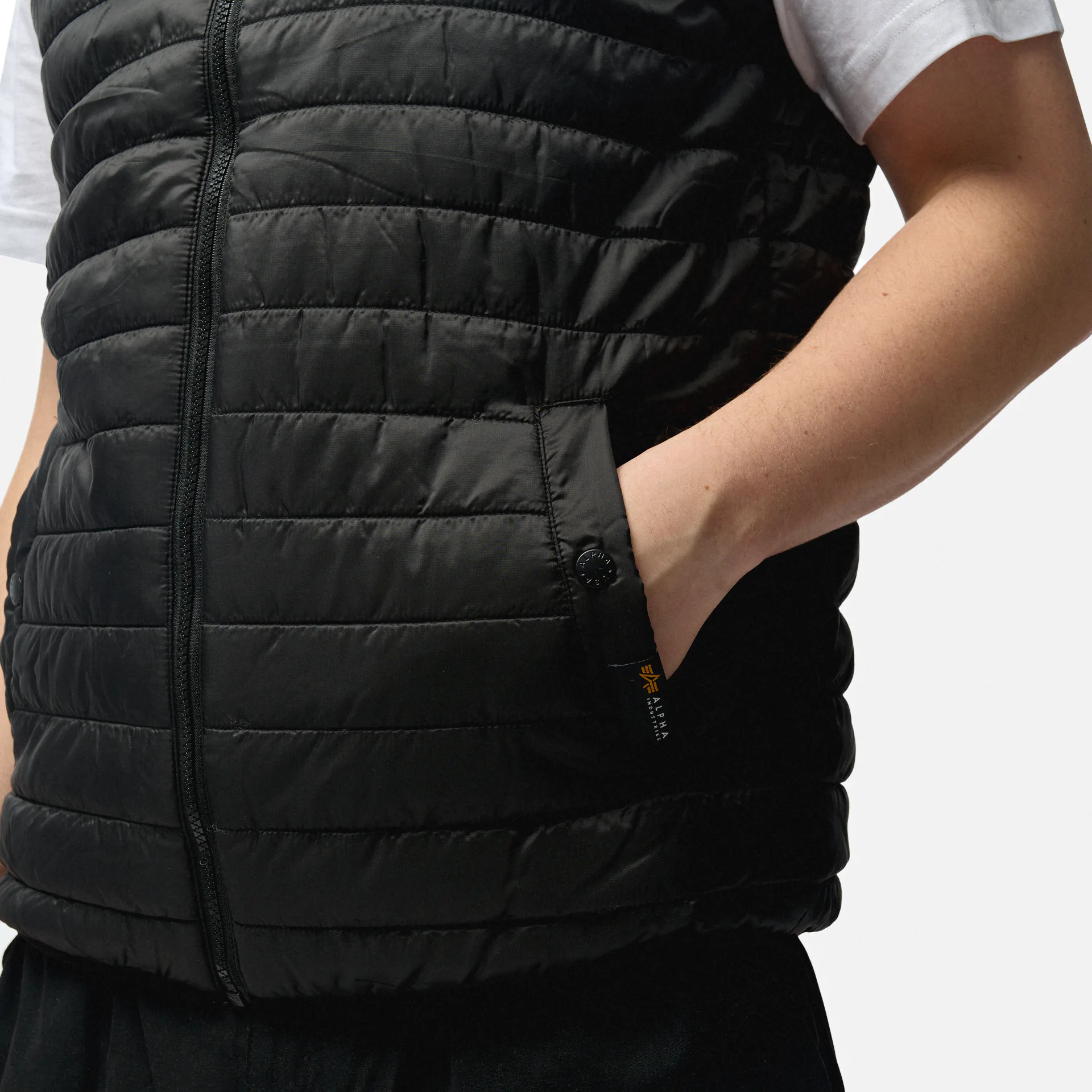 Black puffer vest shop