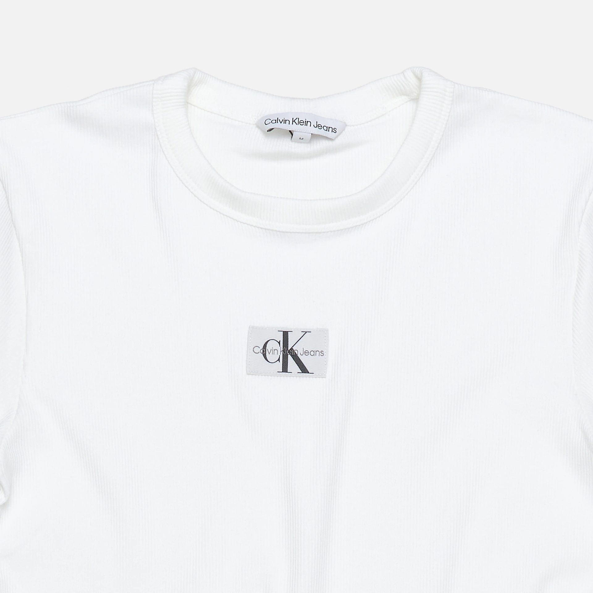 Calvin Klein Jeans Woven Label Rib Regular Tee Bright White