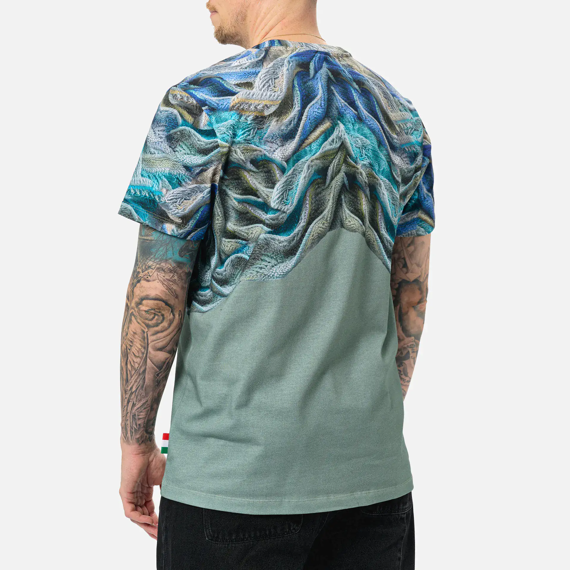Carlo Colucci Artificial Knit Oversize T-Shirt Navy Multi Carlo Colucci Artificial Knit Oversize T-Shirt Navy Multi