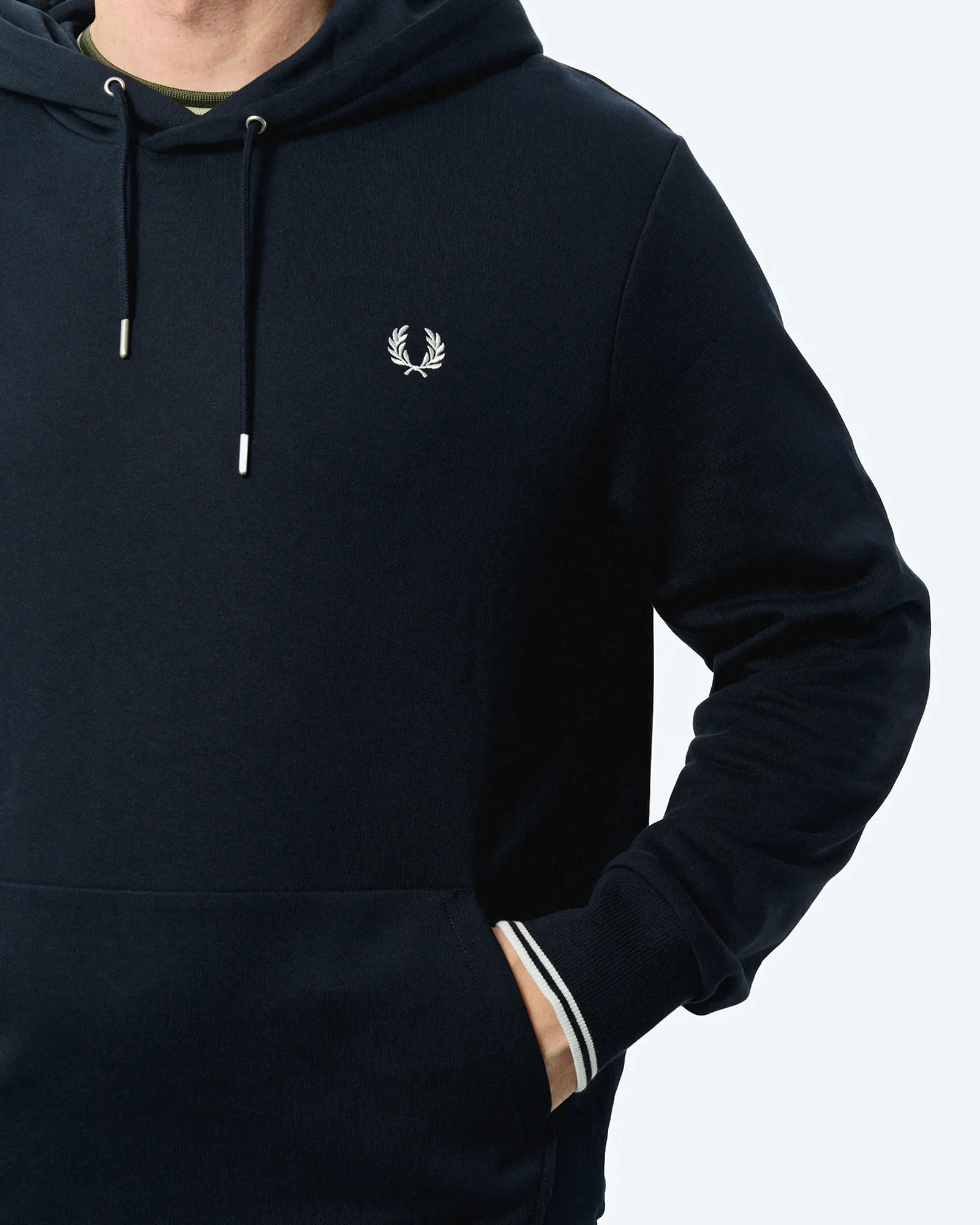 Fred Perry Tipped Hooded Sweatshirt Navy/White Fred Perry Tipped Hooded Sweatshirt Navy/White