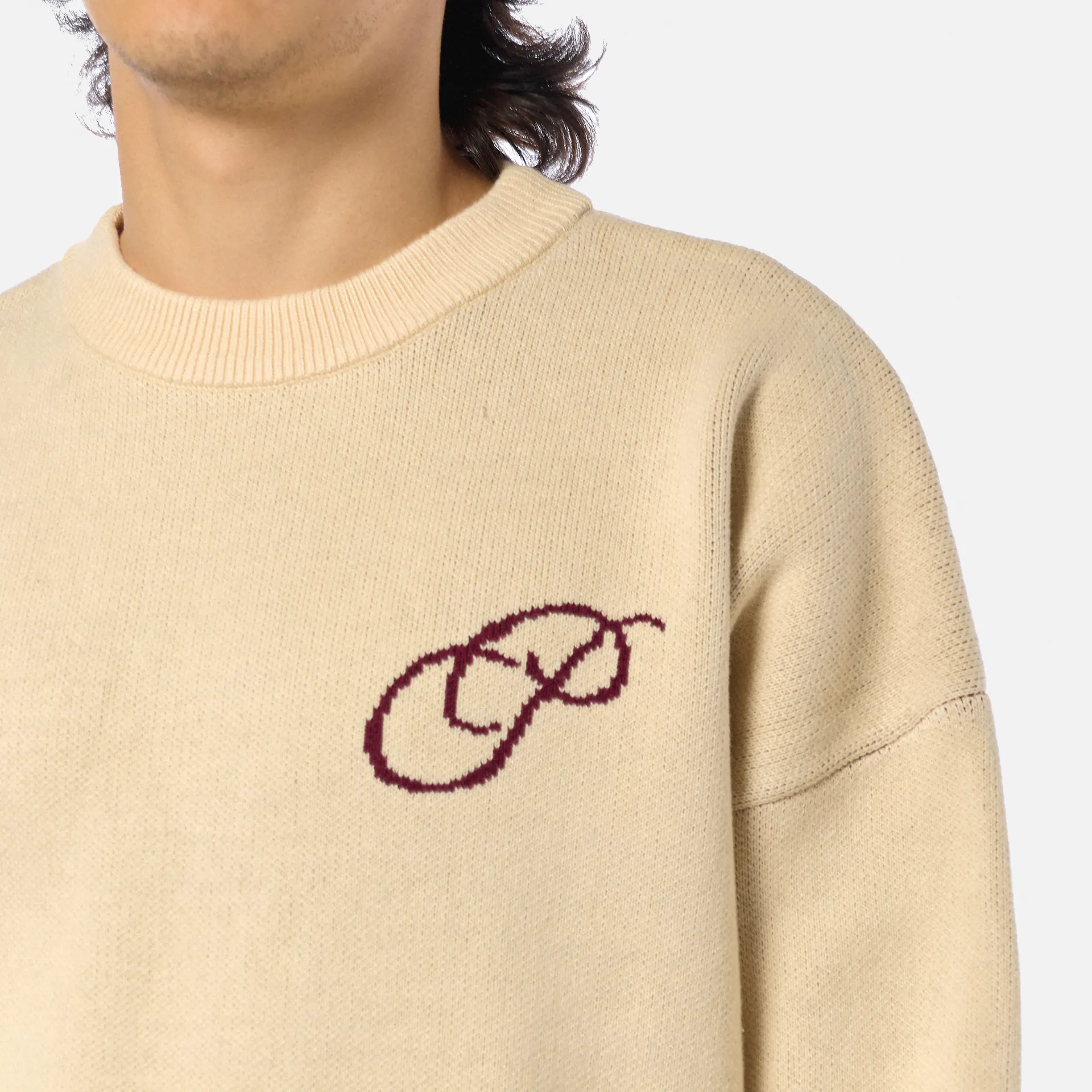 Prohibited Initial Knit Sweater Cream