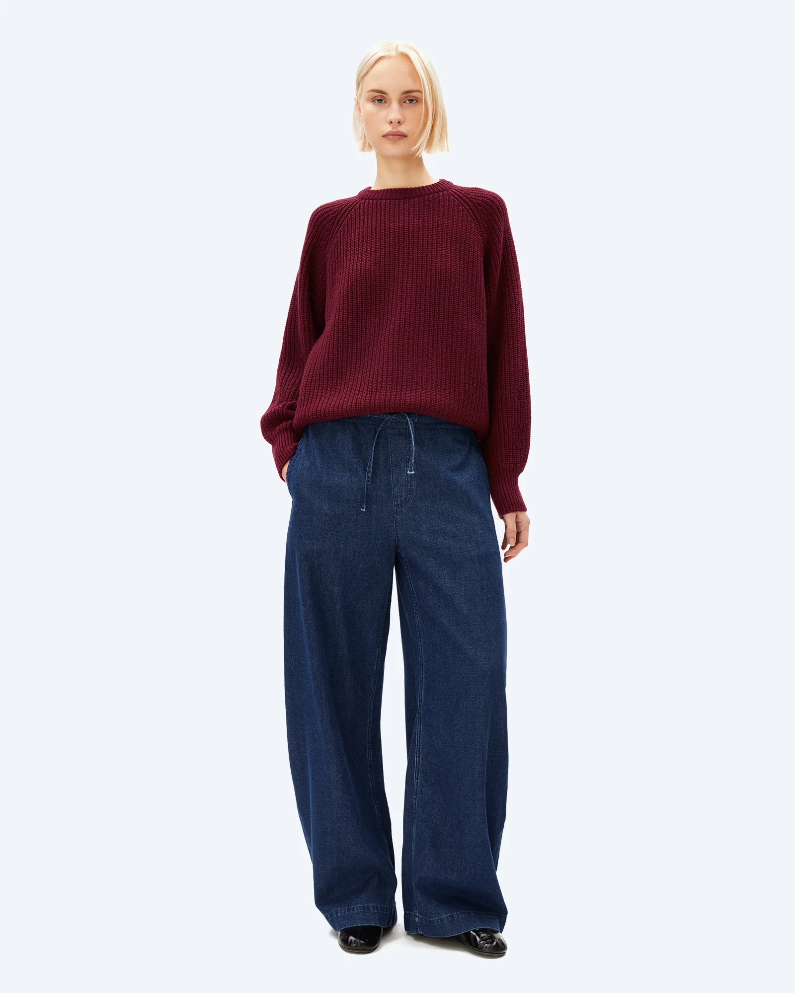 RIB KNIT SWEATER Velvet Red
