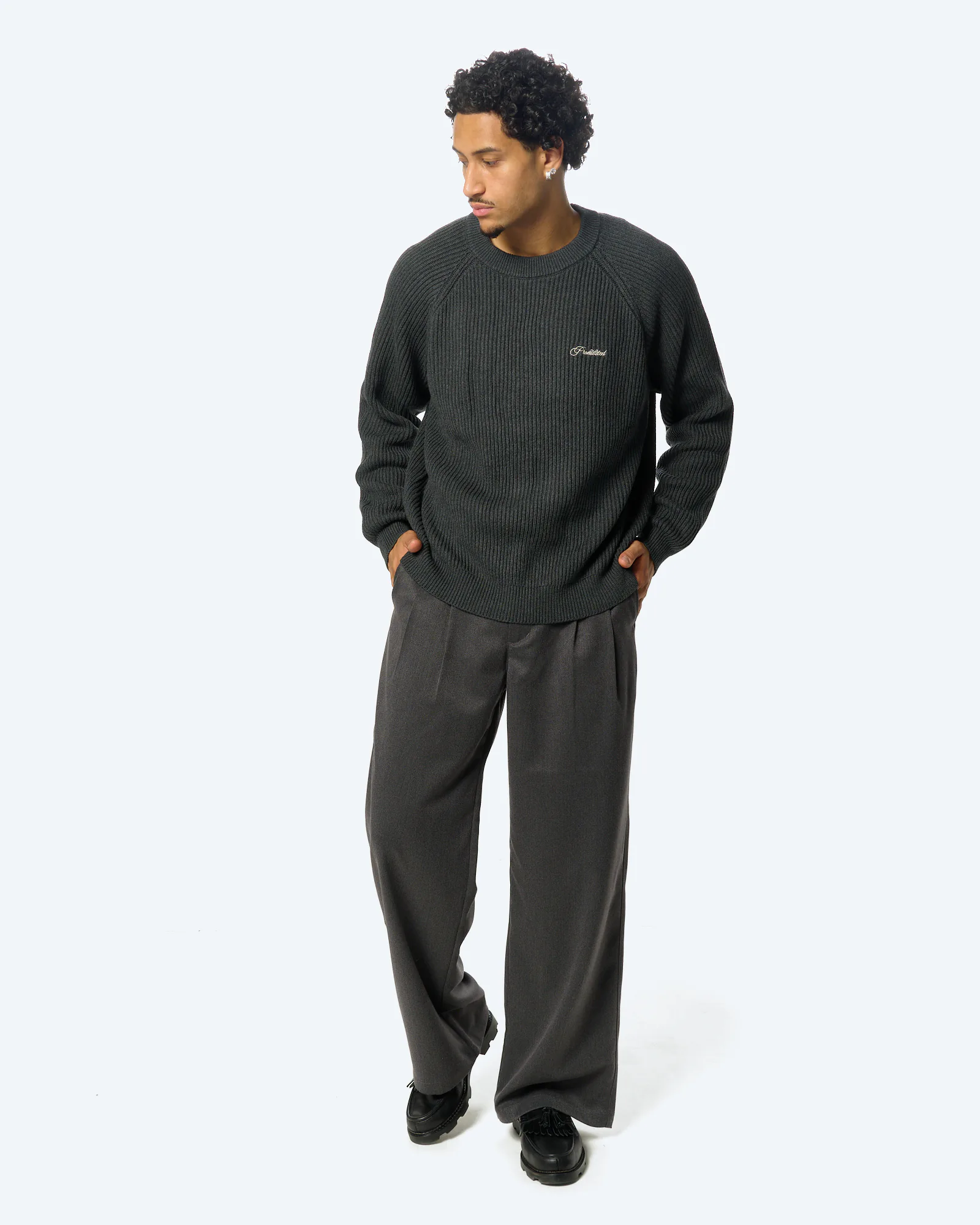 Campus Knit Sweater Dark Grey