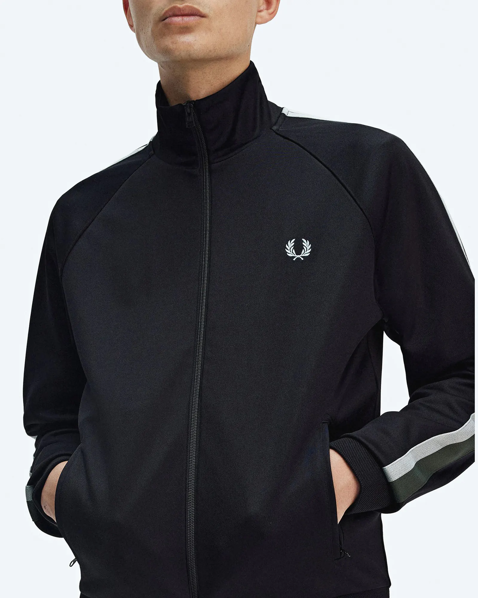 Fred Perry Two Colour Tape Track Jacket Black 