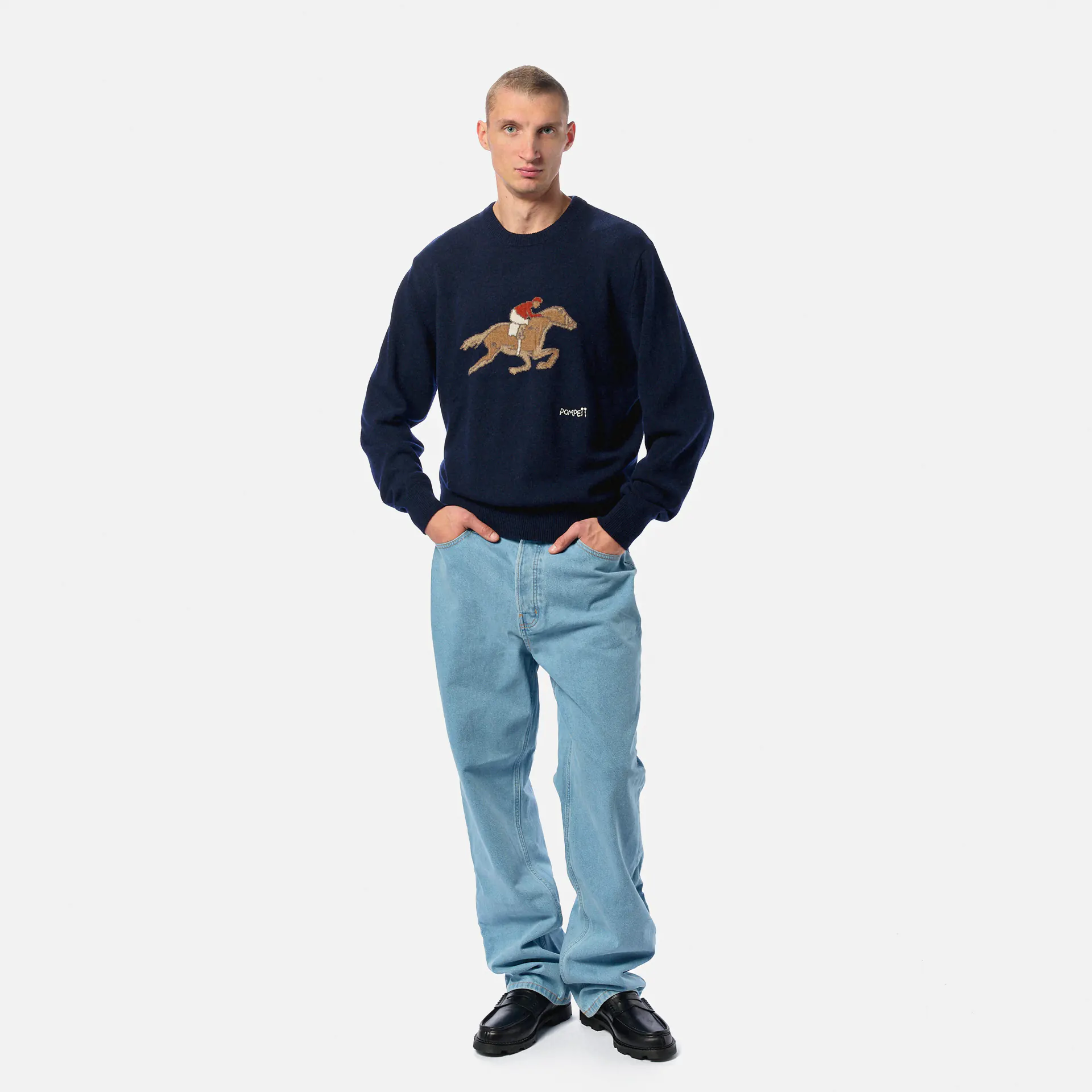 POMPEII Equestrian Knitted Sweatshirt Dark Navy