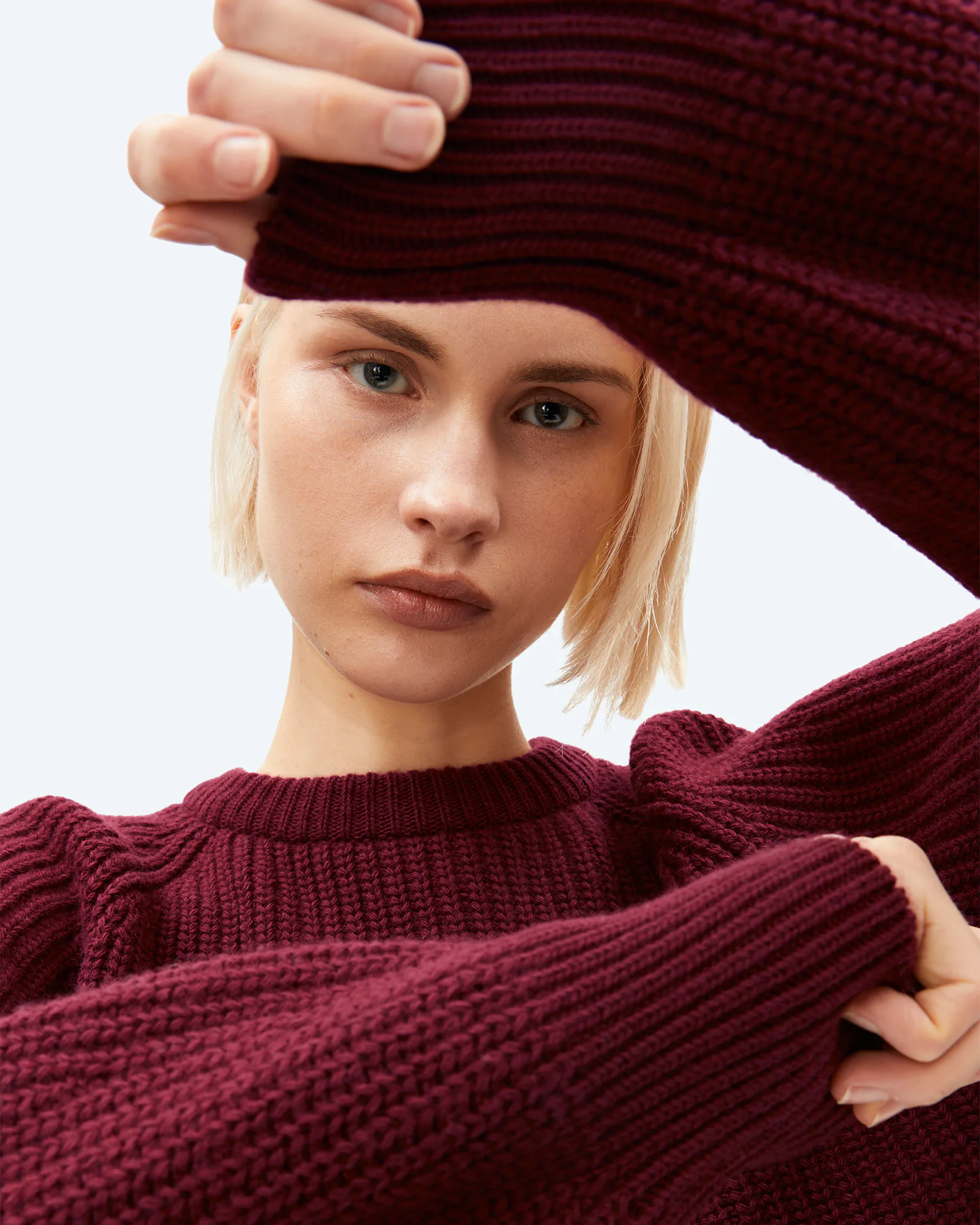 RIB KNIT SWEATER Velvet Red