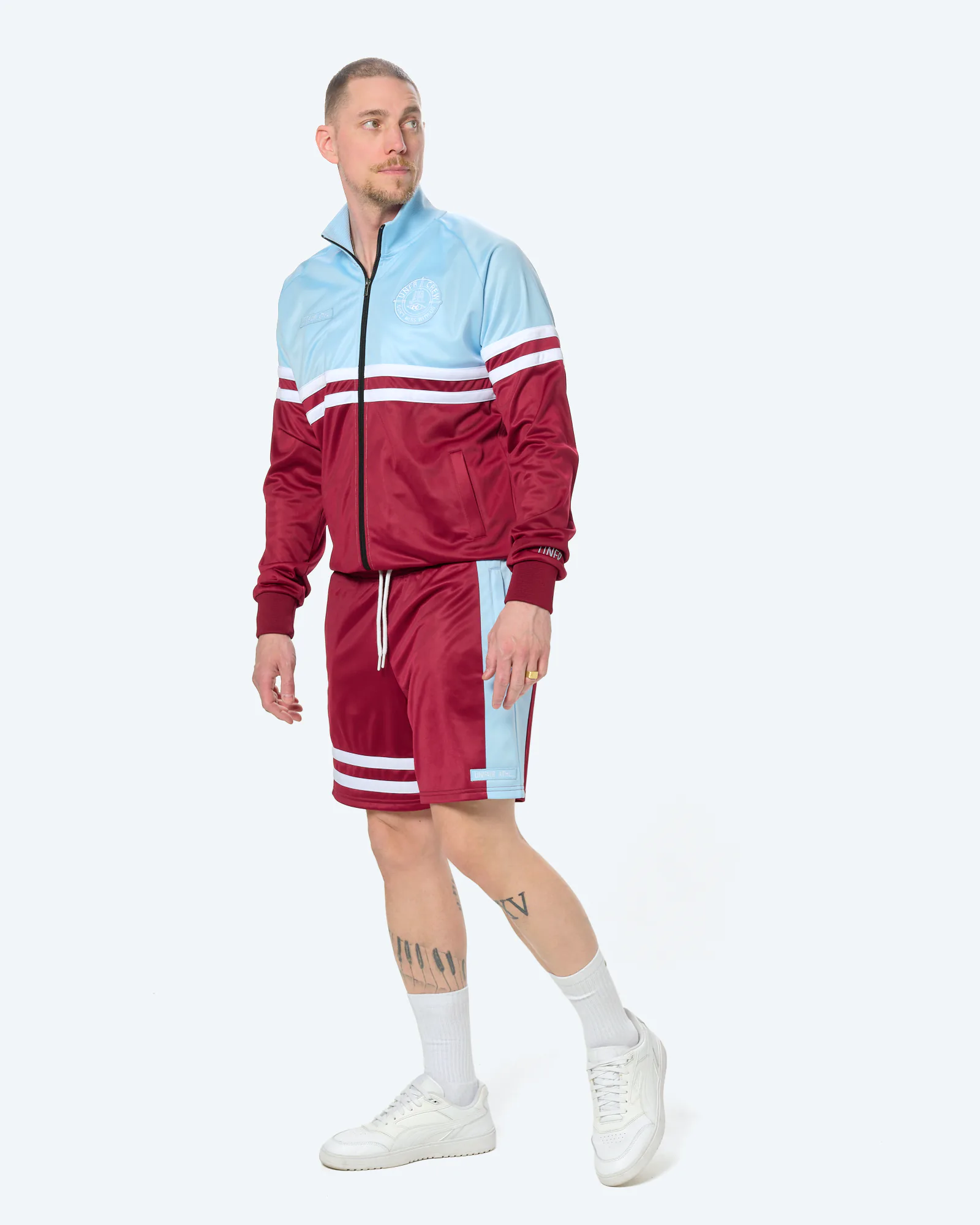 Unfair Athletics DMWU Athletic Shorts Burgundy/Skyblue