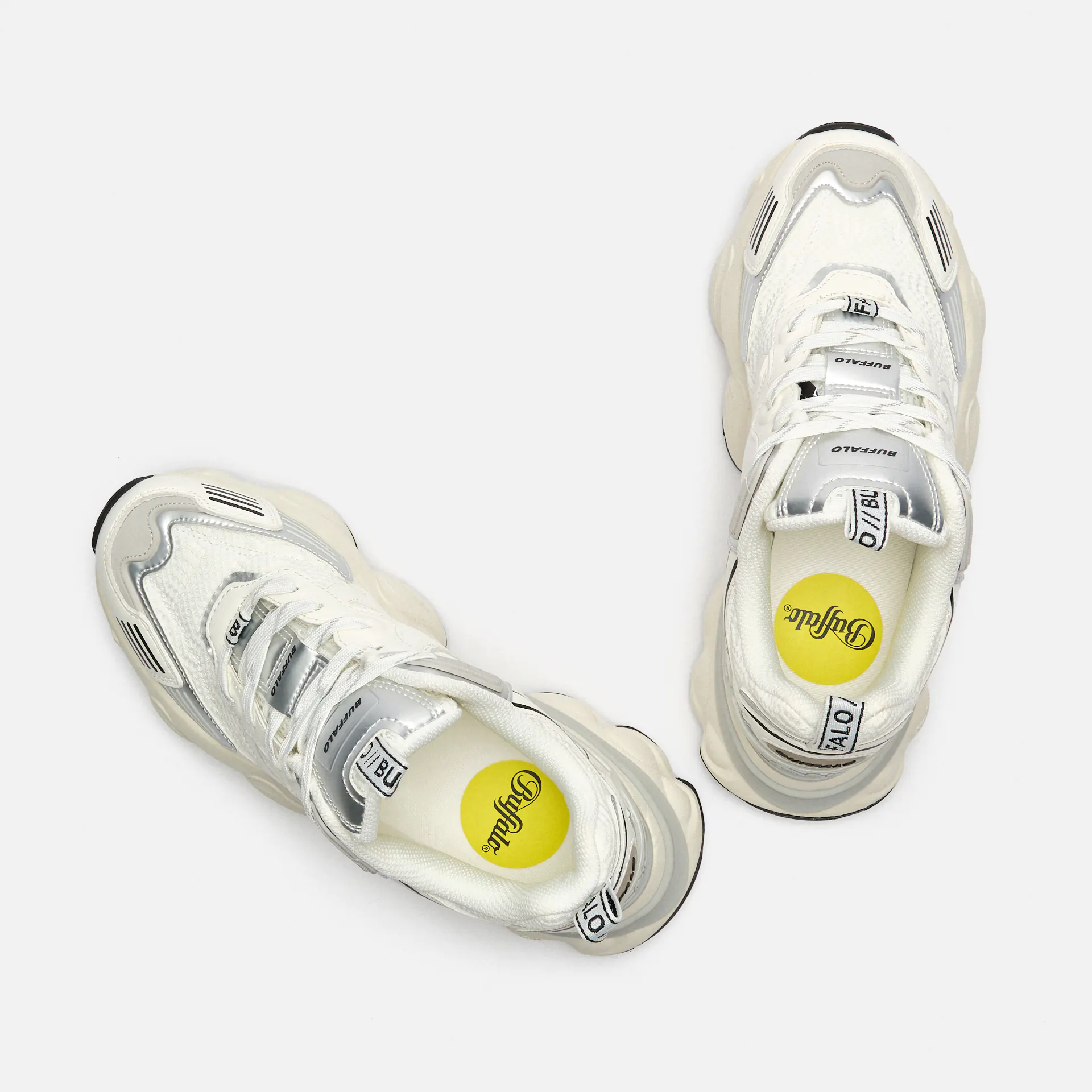 Buffalo Truck Vegan Nappa/Mesh Sneaker White/Silver