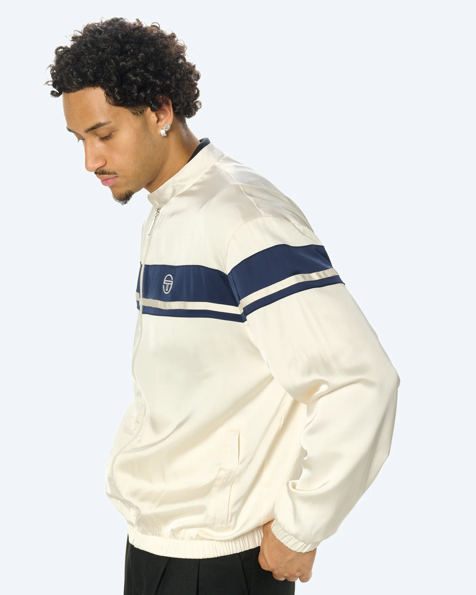 Young Line Rayon Track Jacket Gardenia/Navy
